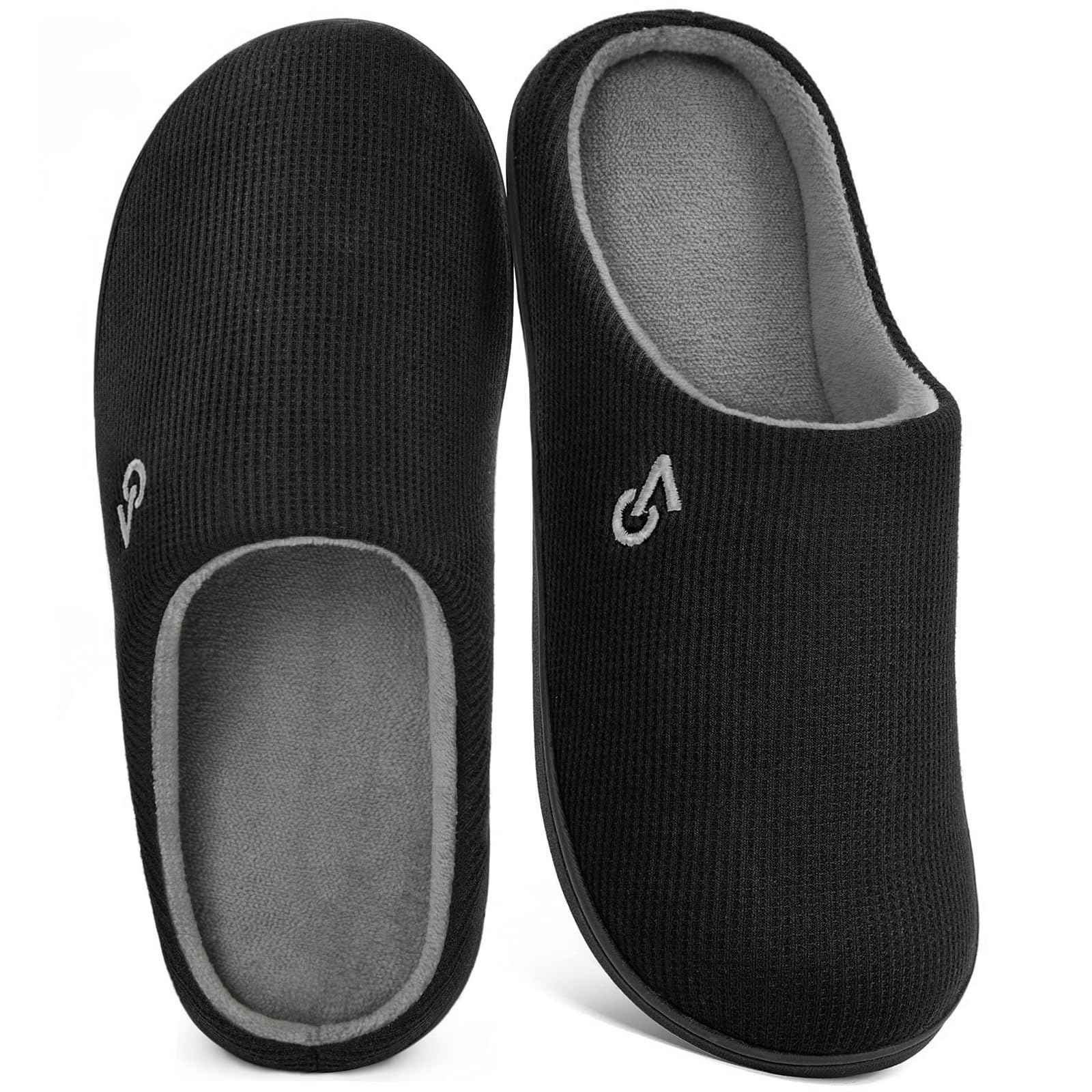 Men's Two Tone Cozy House Slippers Muted Black Gray
