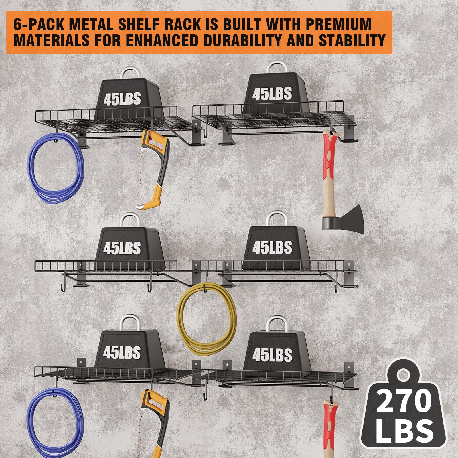 6 Pack Foldable Wall Shelf (6 Count)