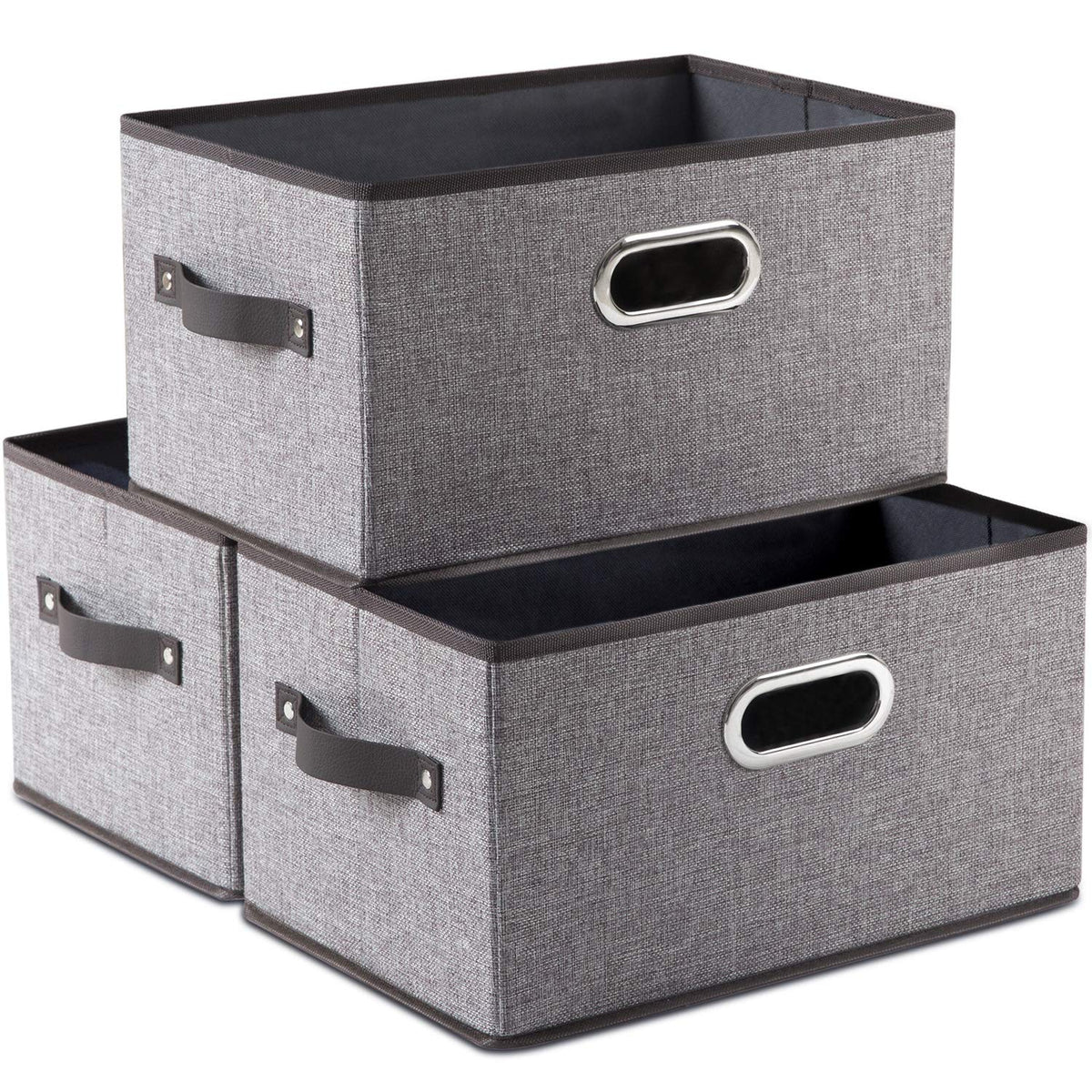 Large Foldable Storage Bins for Shelves [3 (3 Count)
