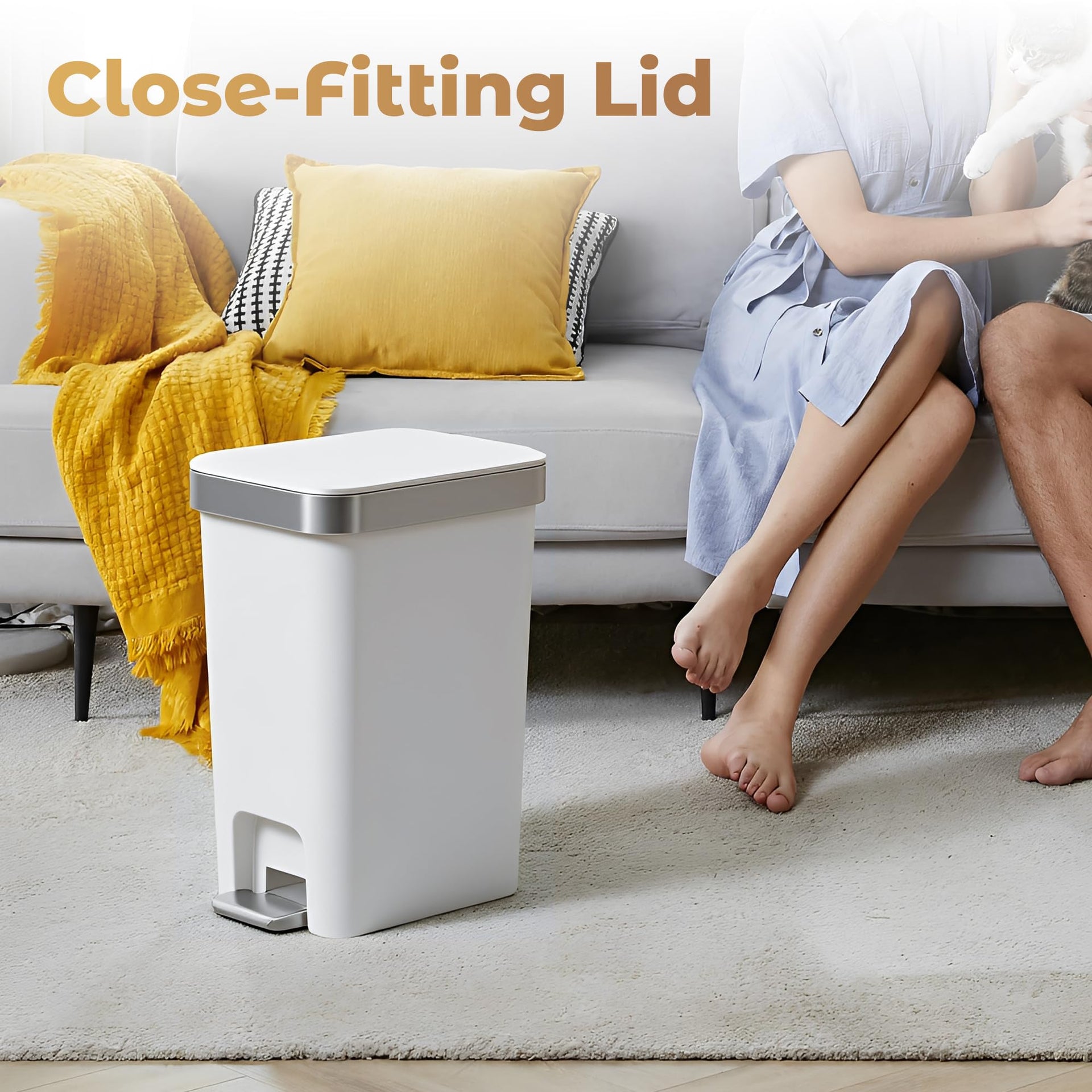 2Pack Small Bathroom Trash Can with Lid Foot Pedal (2 Count)