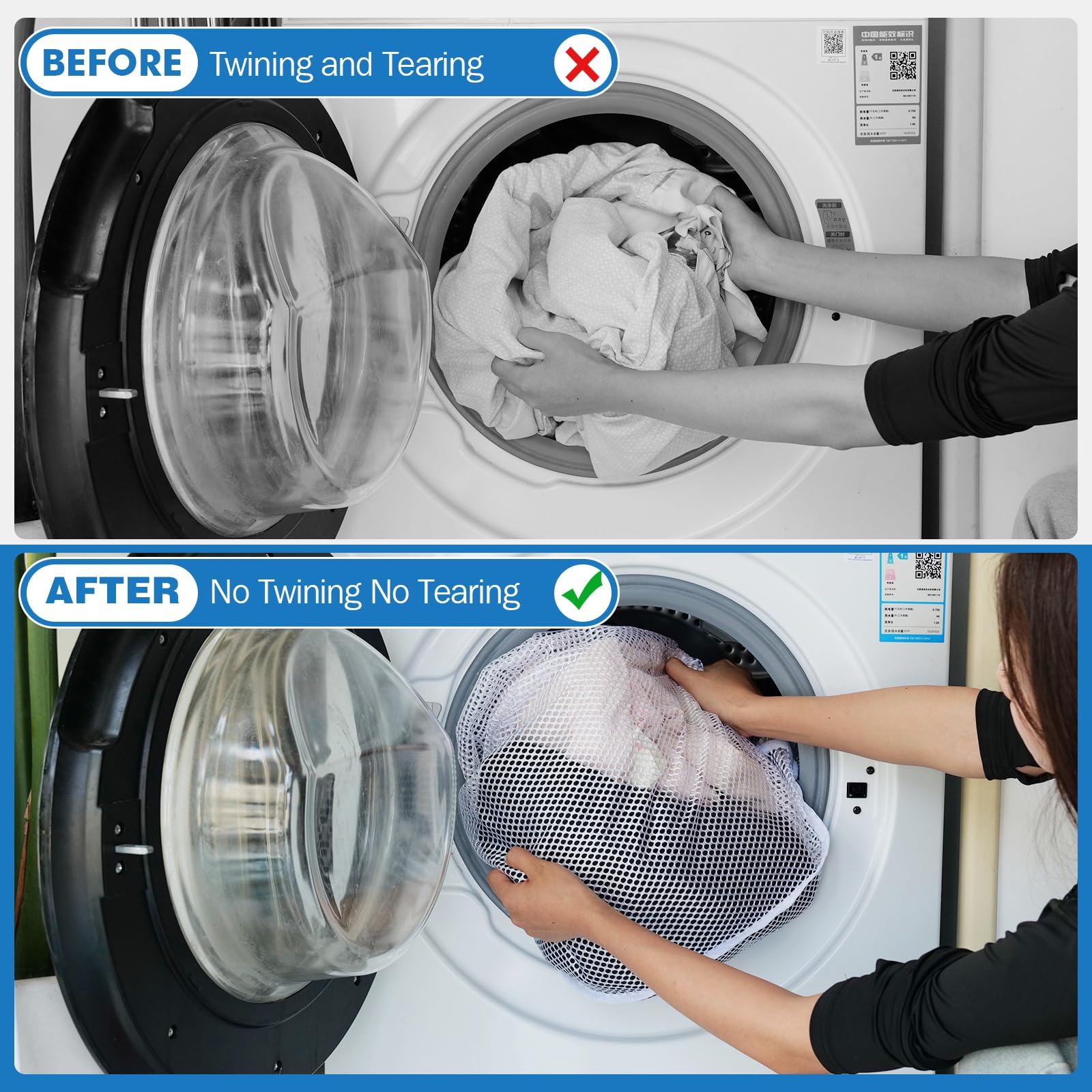 4Pcs Mesh Laundry Bags Washing Machine Mesh Wash Bags for Clothes (4 Count)