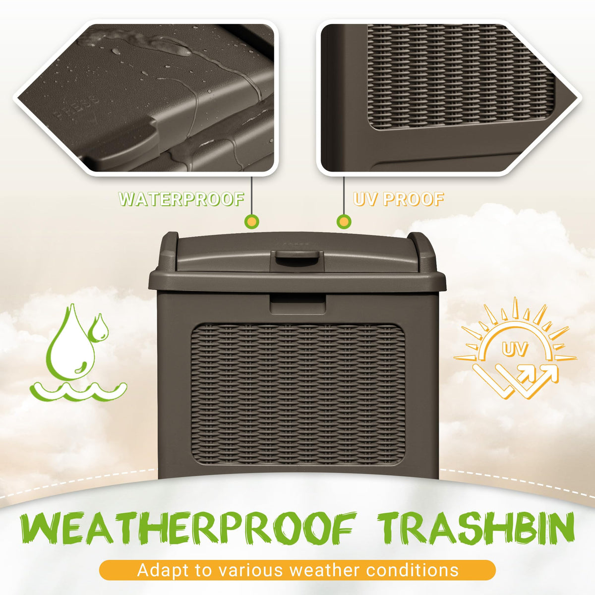 4 Pack Outdoor Trash Can with Lid