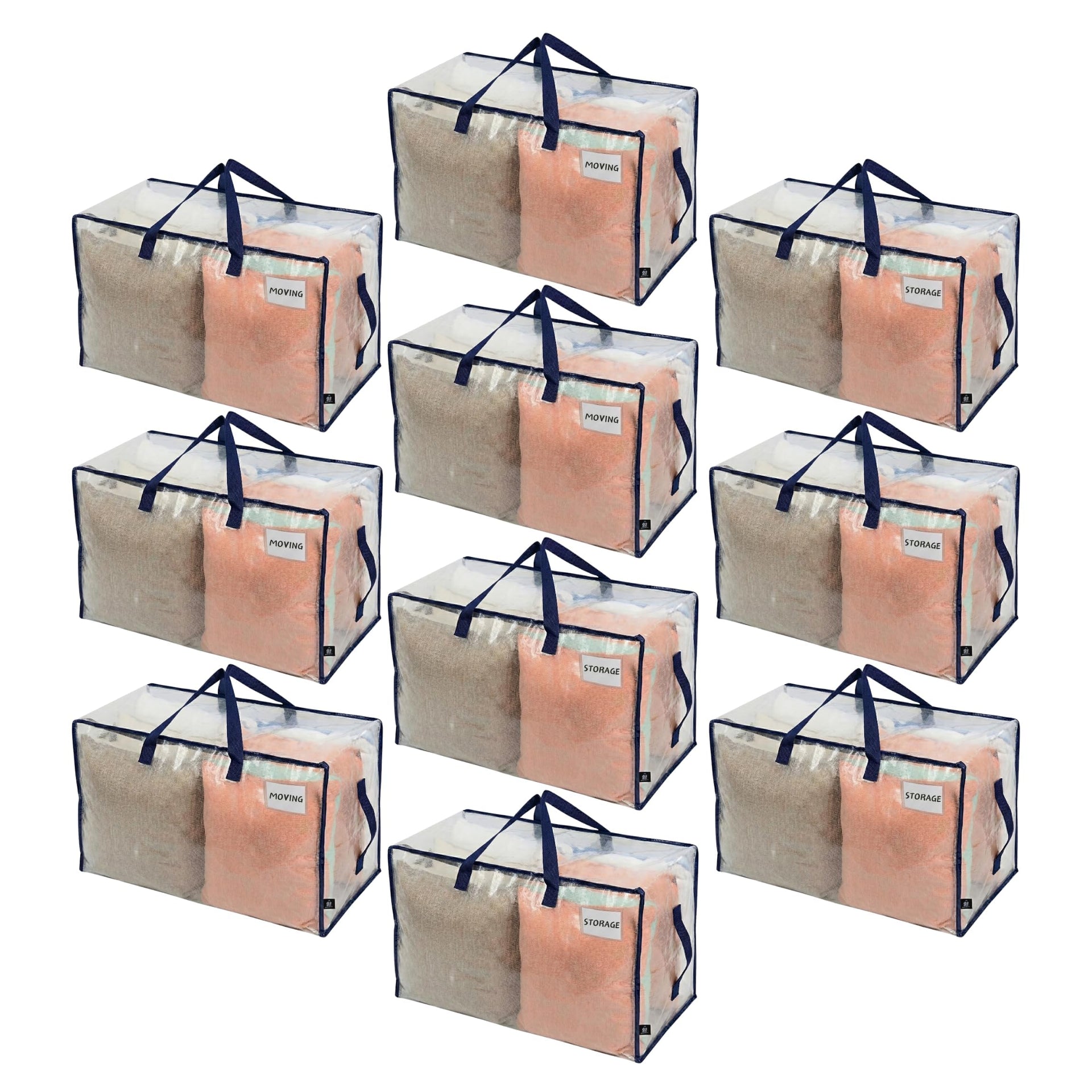 10 Pack Clear Extra Large Moving Bags & Storage Totes (10 Count)