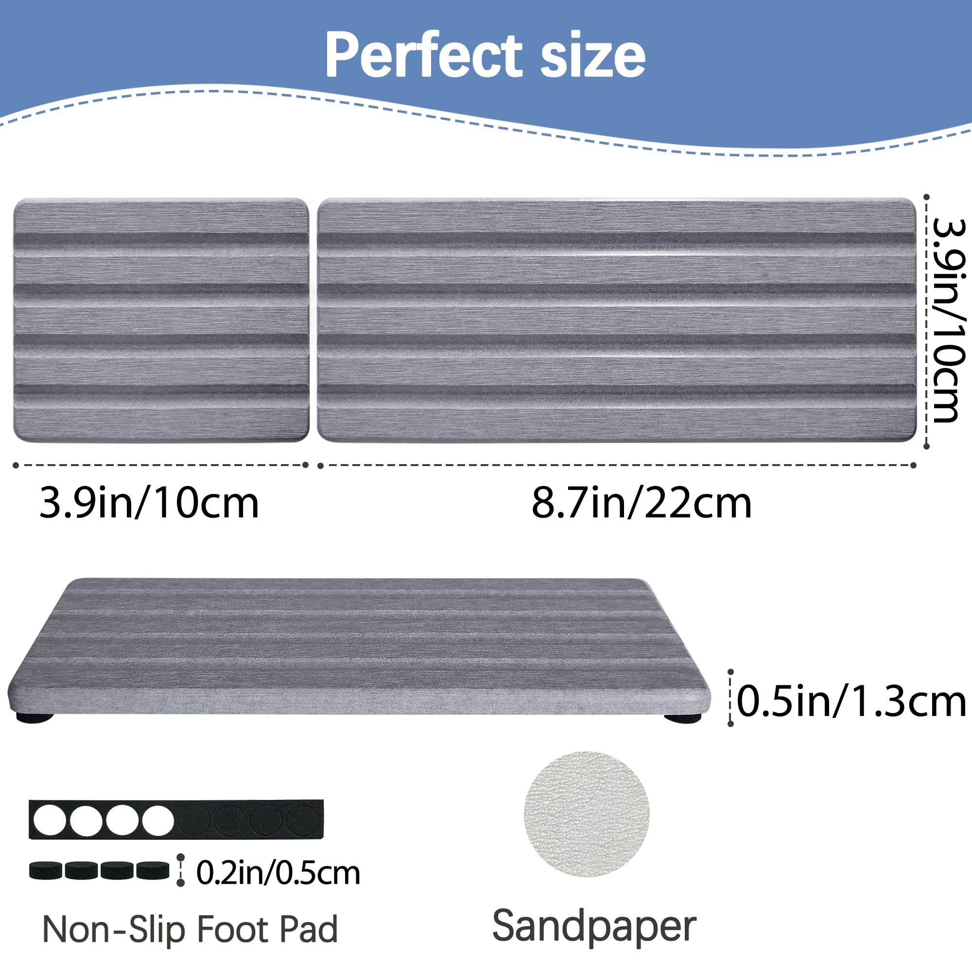 Set of 3 Water Absorbing Stone Tray Diatomite Hand Soap Holder for Bathroom