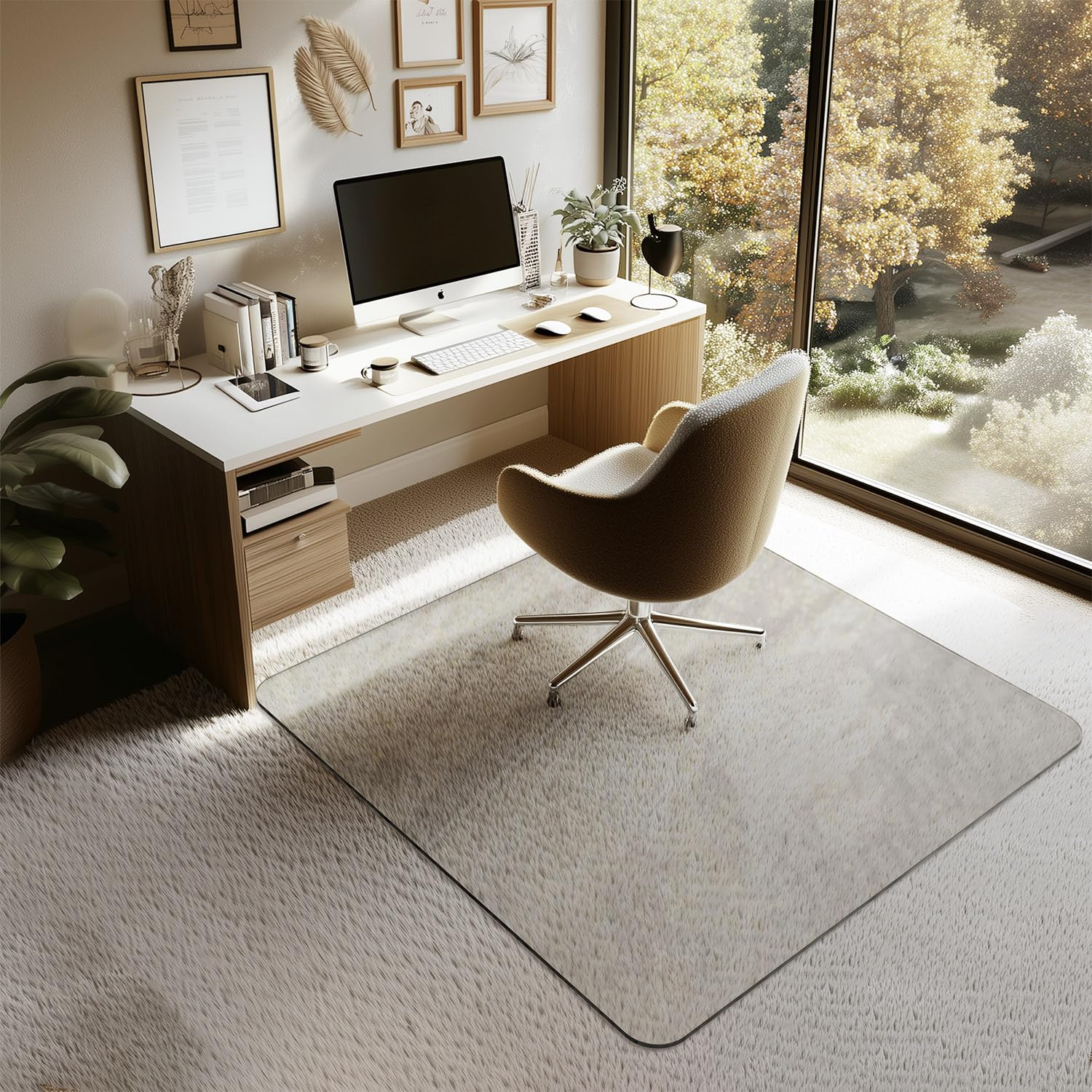 45"x45" Tempered Glass Chair Mat for Carpet & Hardwood Floors
