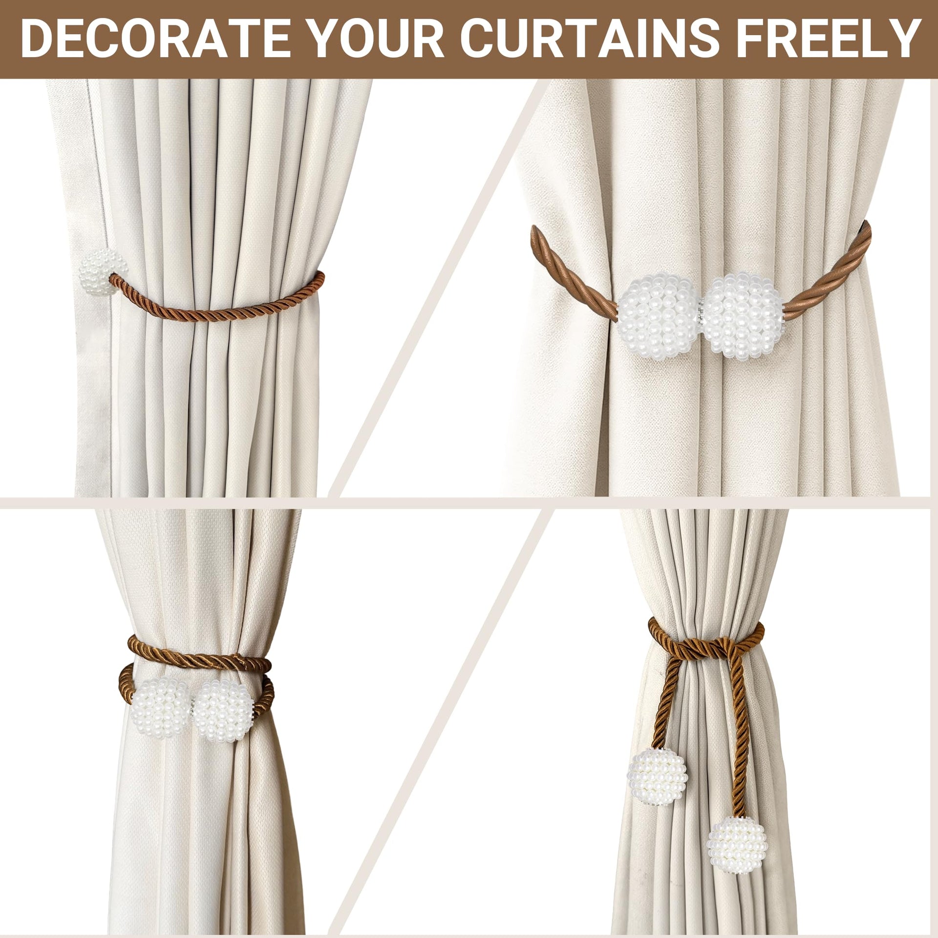 Magnetic Curtain Tiebacks Dark Brown 2pcs (2 Count)