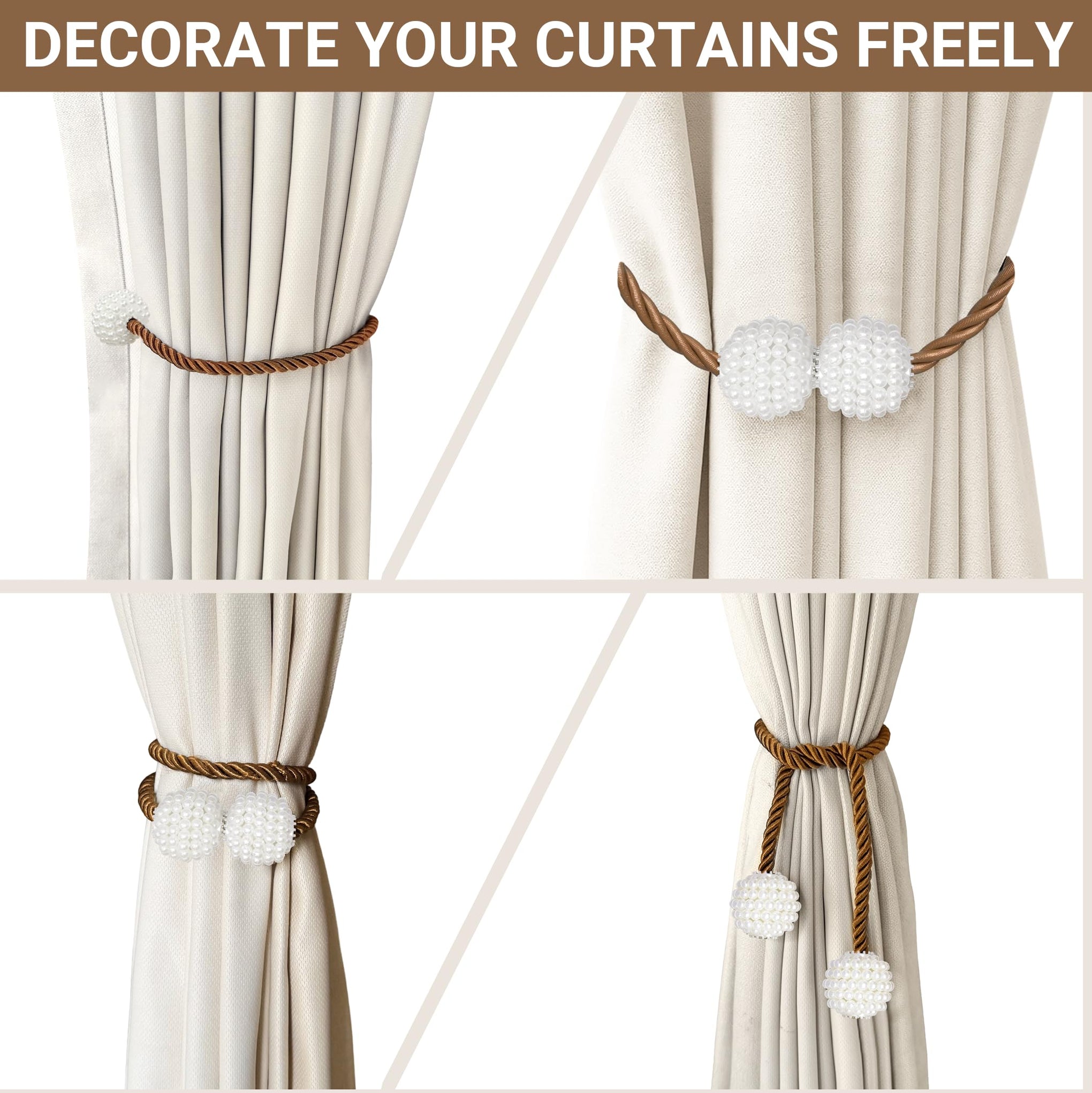 Magnetic Curtain Tiebacks Dark Brown 2pcs (2 Count)