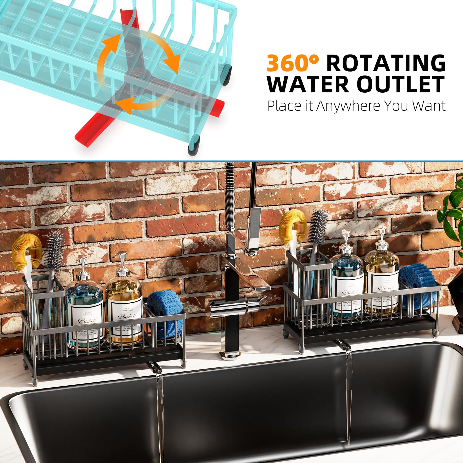Extra Large Sponge Holder for Kitchen Sink Organizer Caddy
