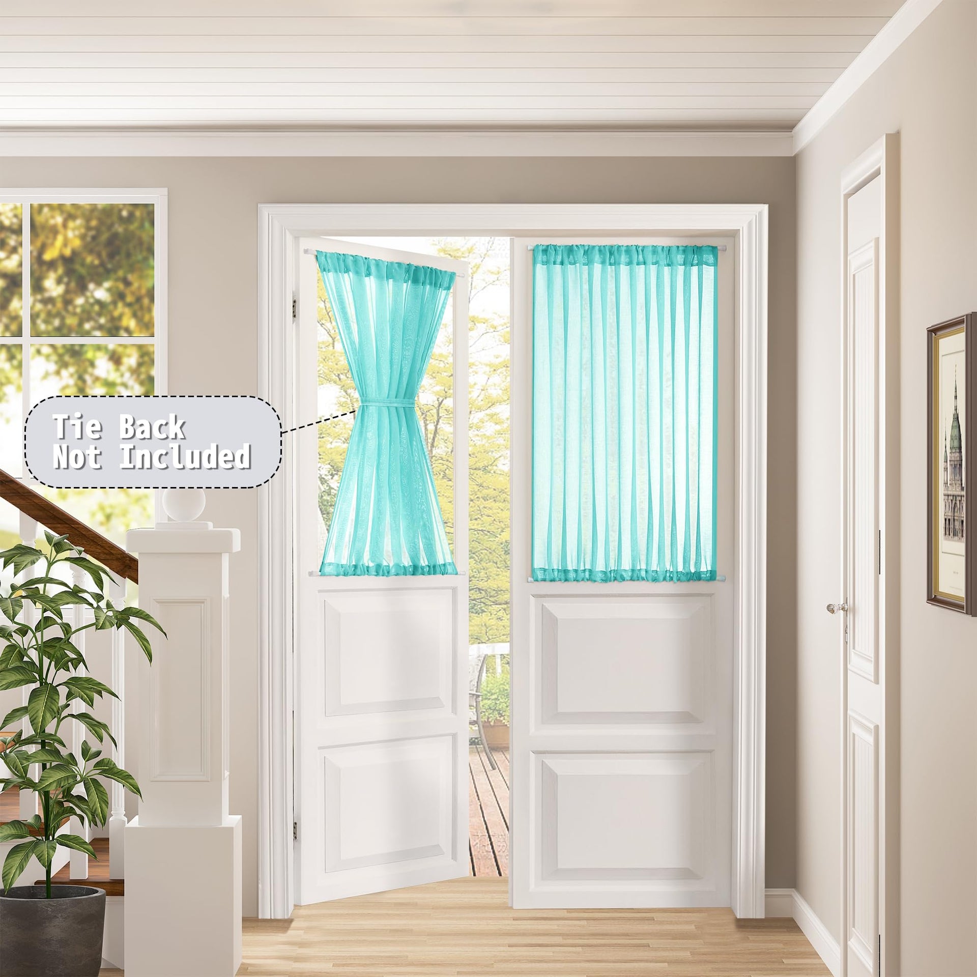 Short Sheer Door Curtain Closet Linen Textured Curtain Sheers Doorway Light Filtering Voile Patio Glass Doors Rod Pocket Curtains French Door