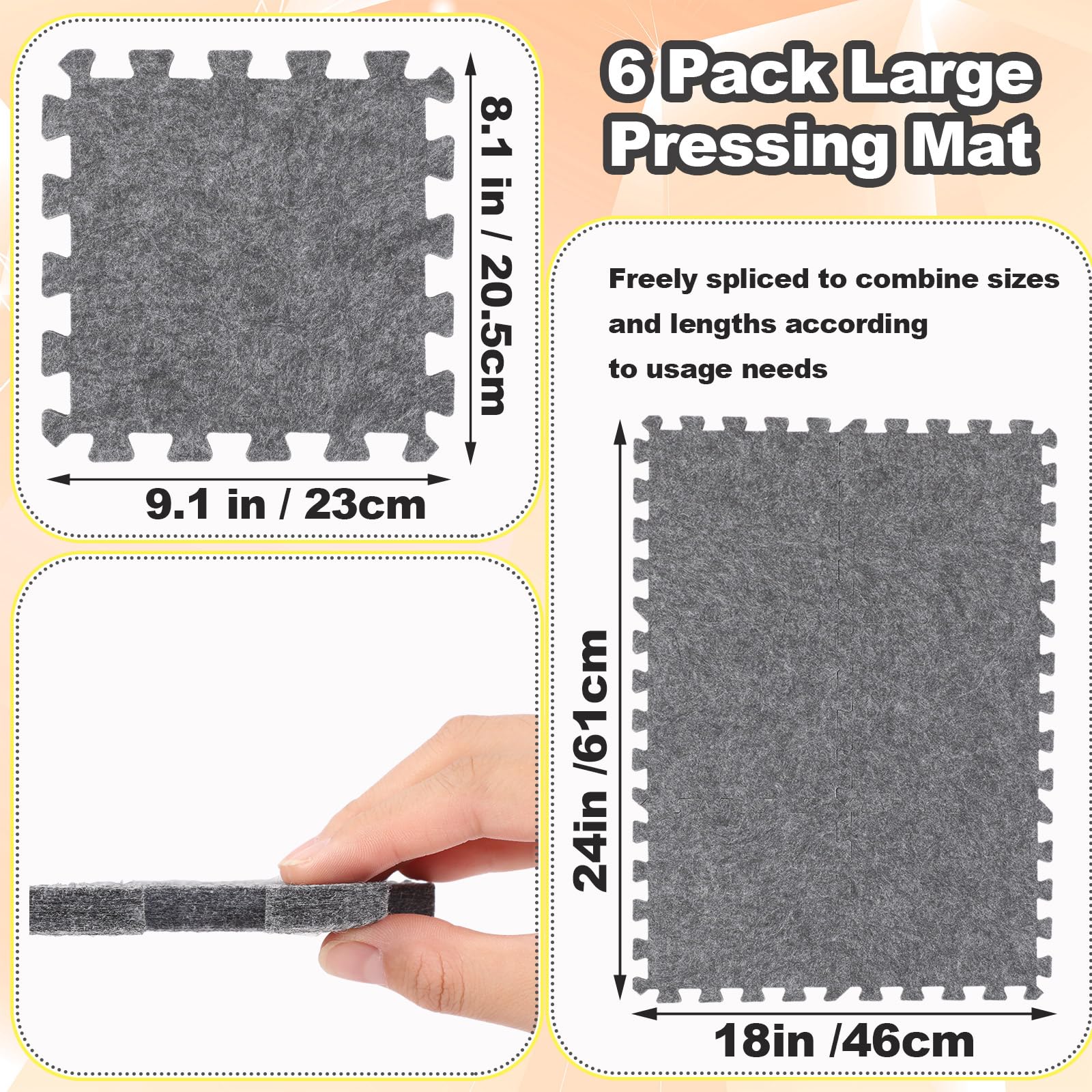 6 Pack Large Wool Pressing Mat Wool Ironing Mat Felted Blending Ironing Pad Sewing Machine Muffling Pad Iron Board for Quilters Quilting Supplies and Notions Accessories