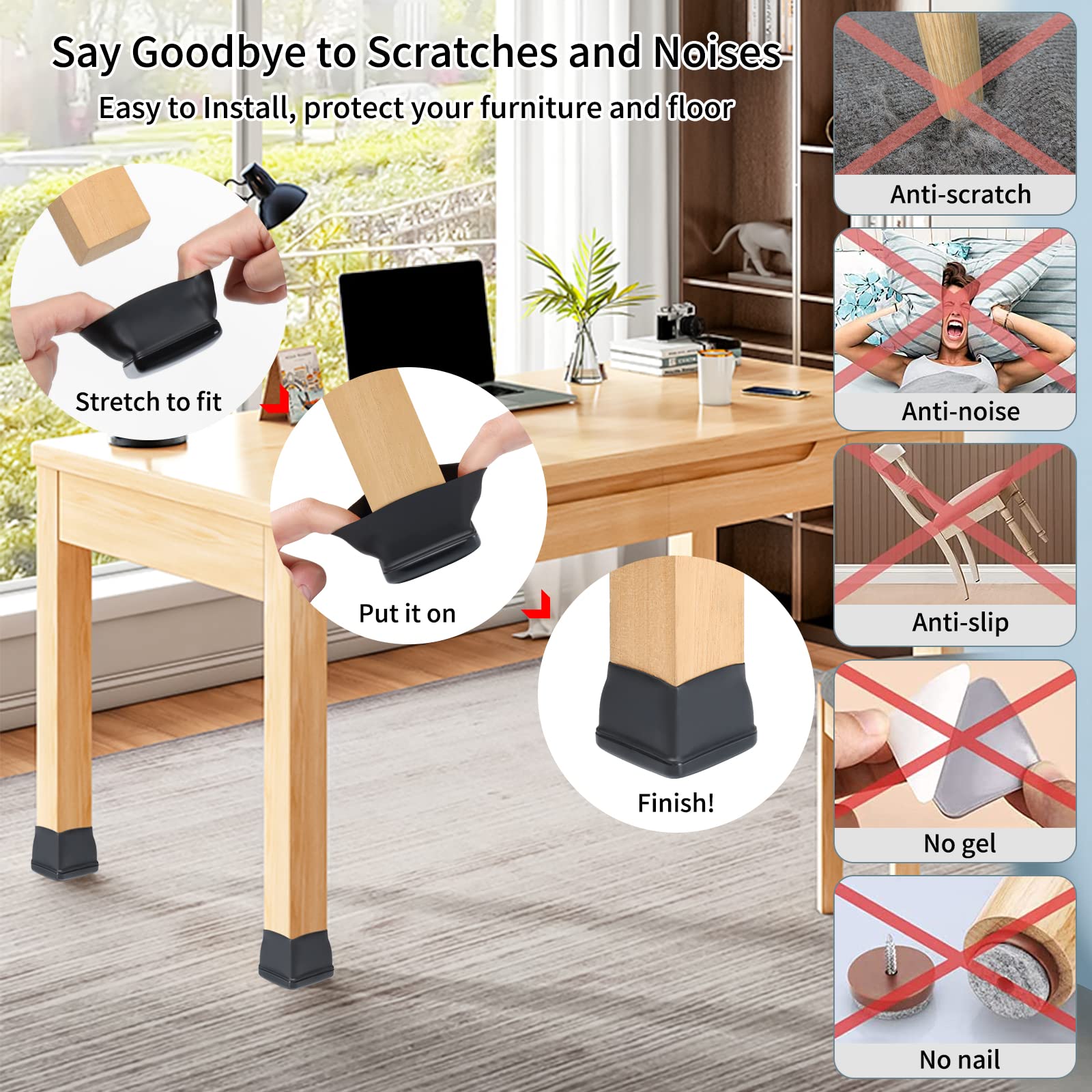 Chair Leg Sliders for Carpet (24 Count)