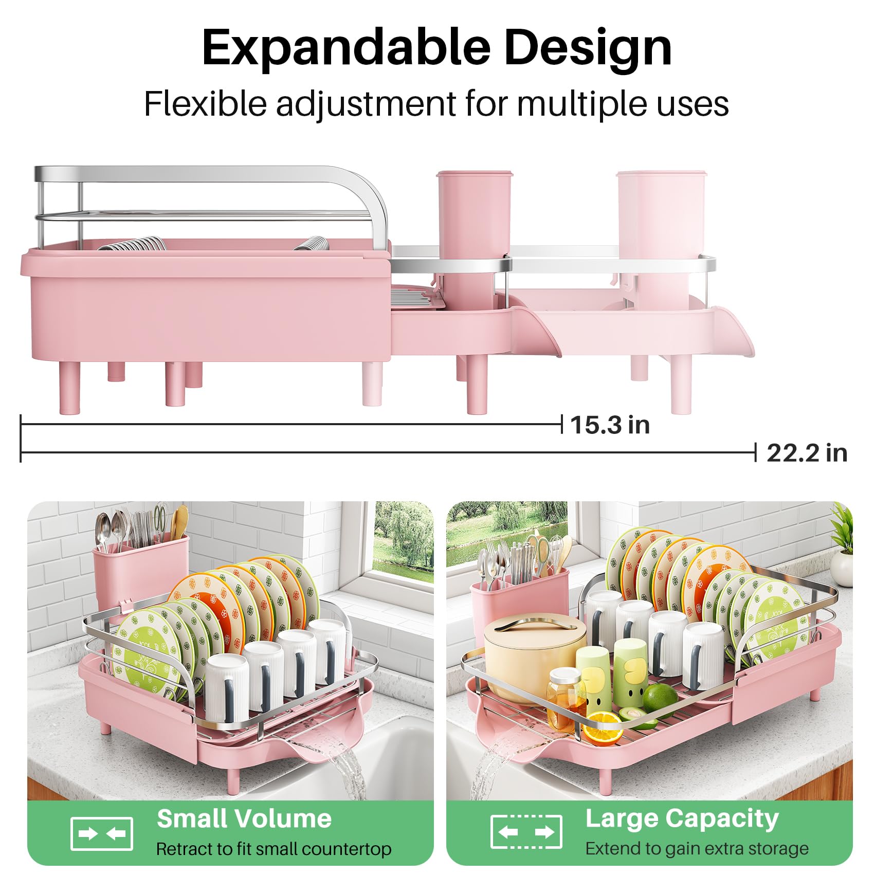 Expandable Dish Drying Rack for Small Kitchen Counter