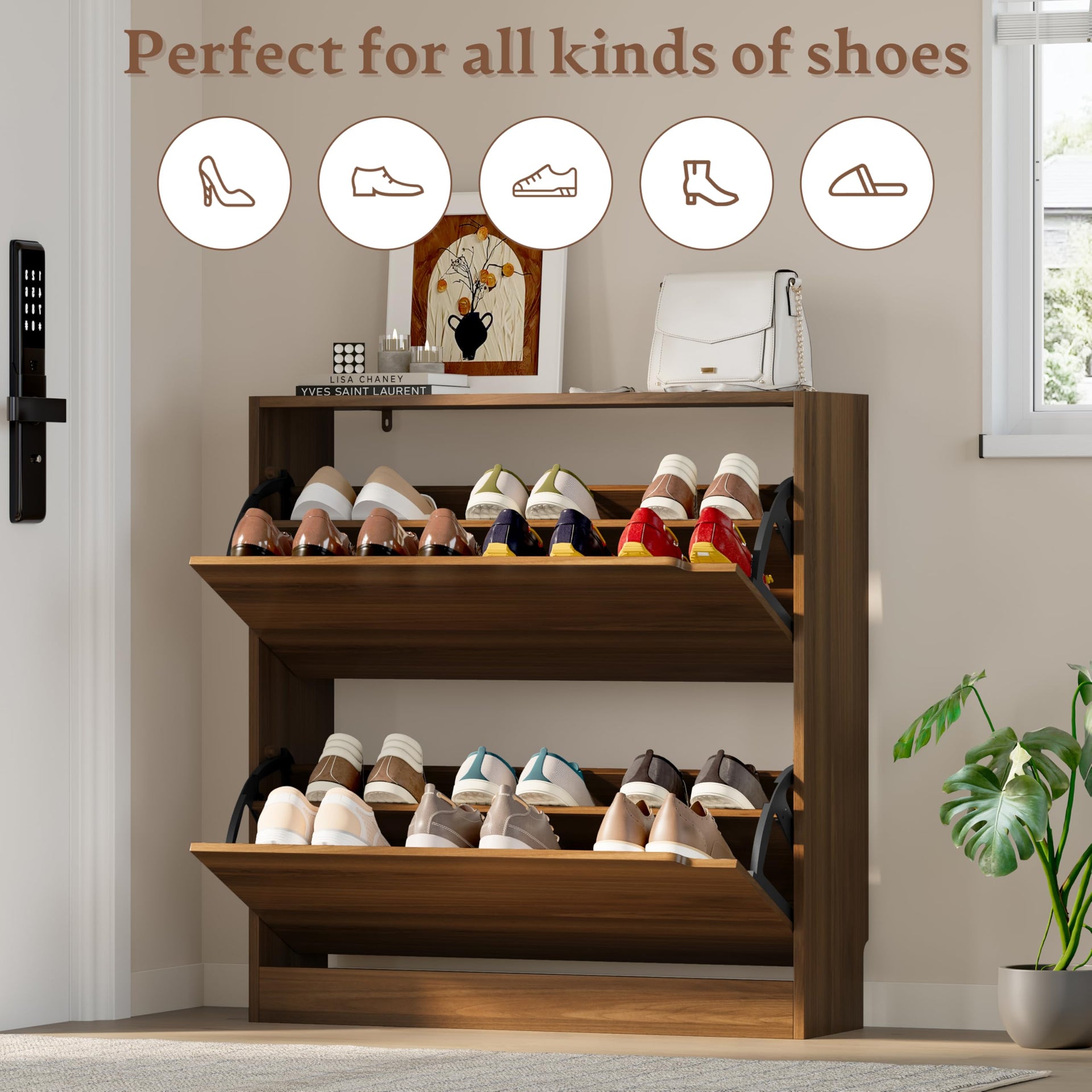 Shoe Cabinet with 2 Flip Drawers