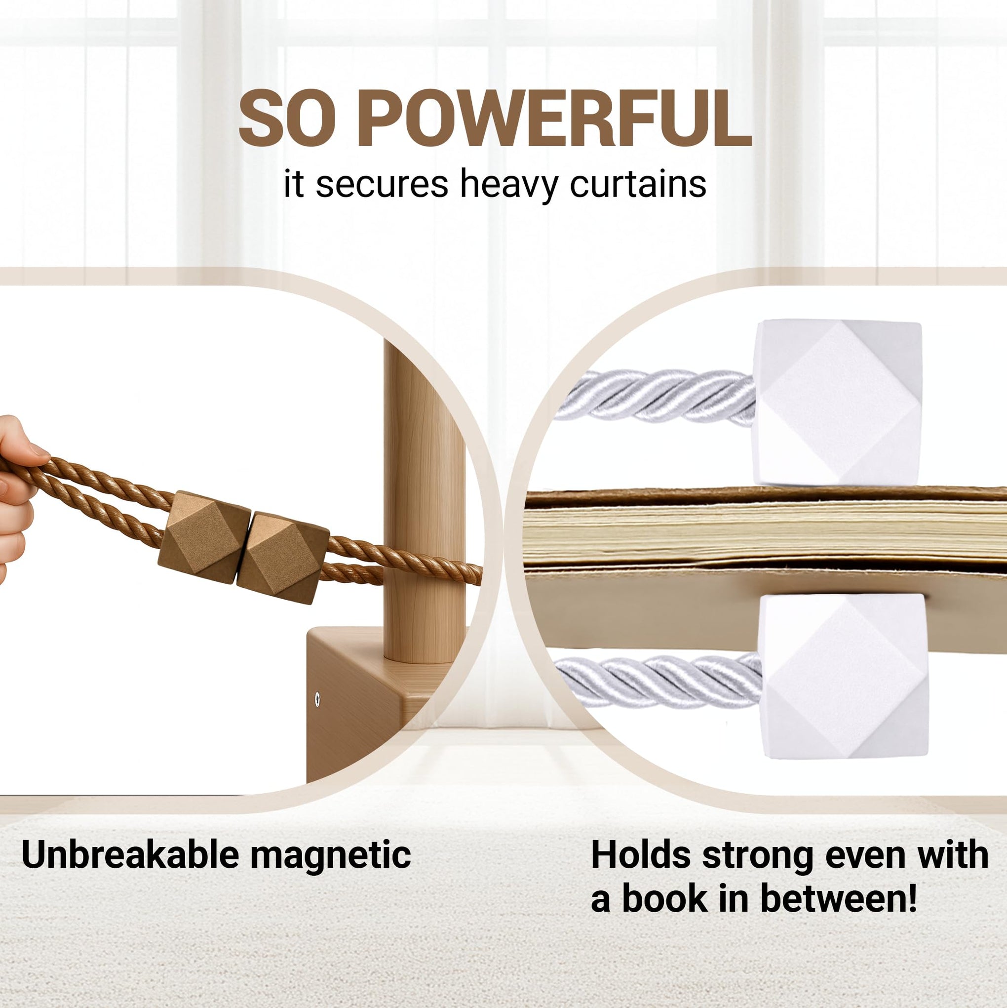 Magnetic Curtain Tiebacks Dark Brown 2pcs (2 Count)