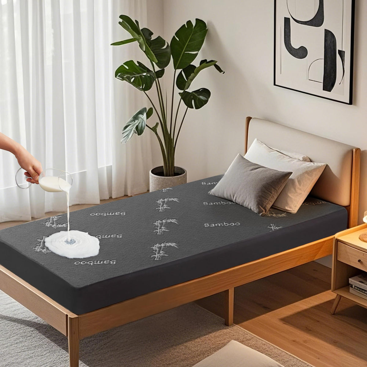 Twin XL Size Waterproof Mattress Protector Bamboo Viscose for Dorm Room