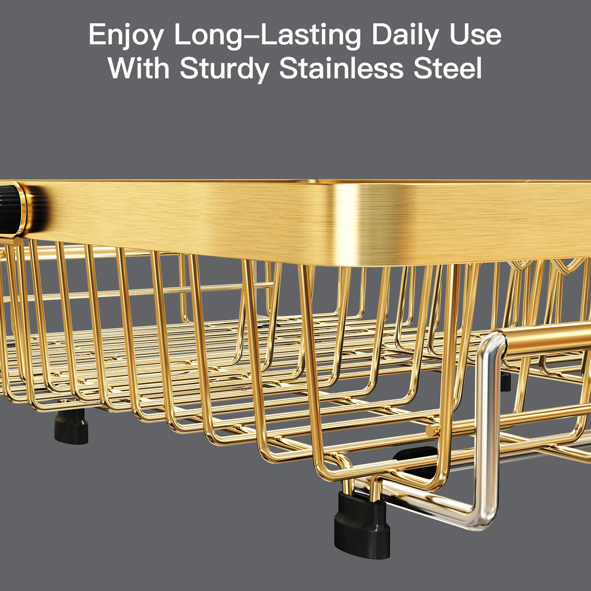 Gold Dish Drying Rack Over The Sink with Utensil Holder