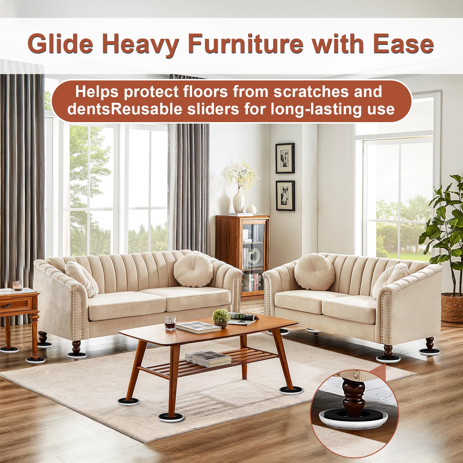 Furniture Sliders for Hardwood Floors (16 Count)