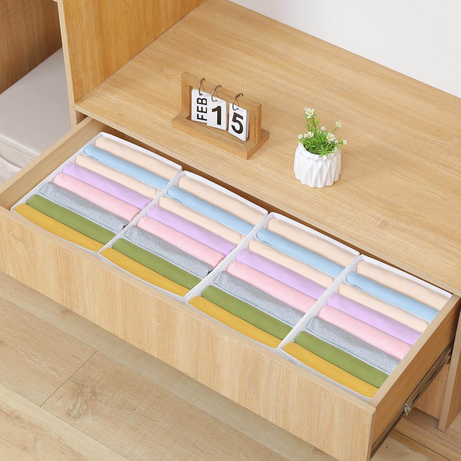 4 Packs T shirt Drawer Organizers for Clothing (4 Count)