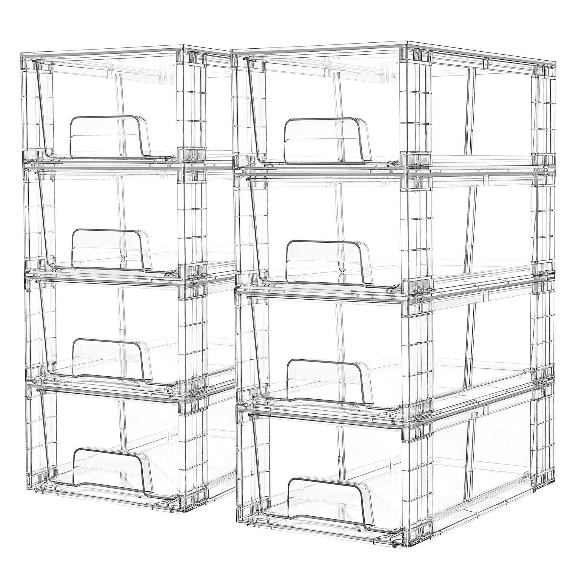 8 Pack Stackable Clear Drawer with Dividers (8 Count)