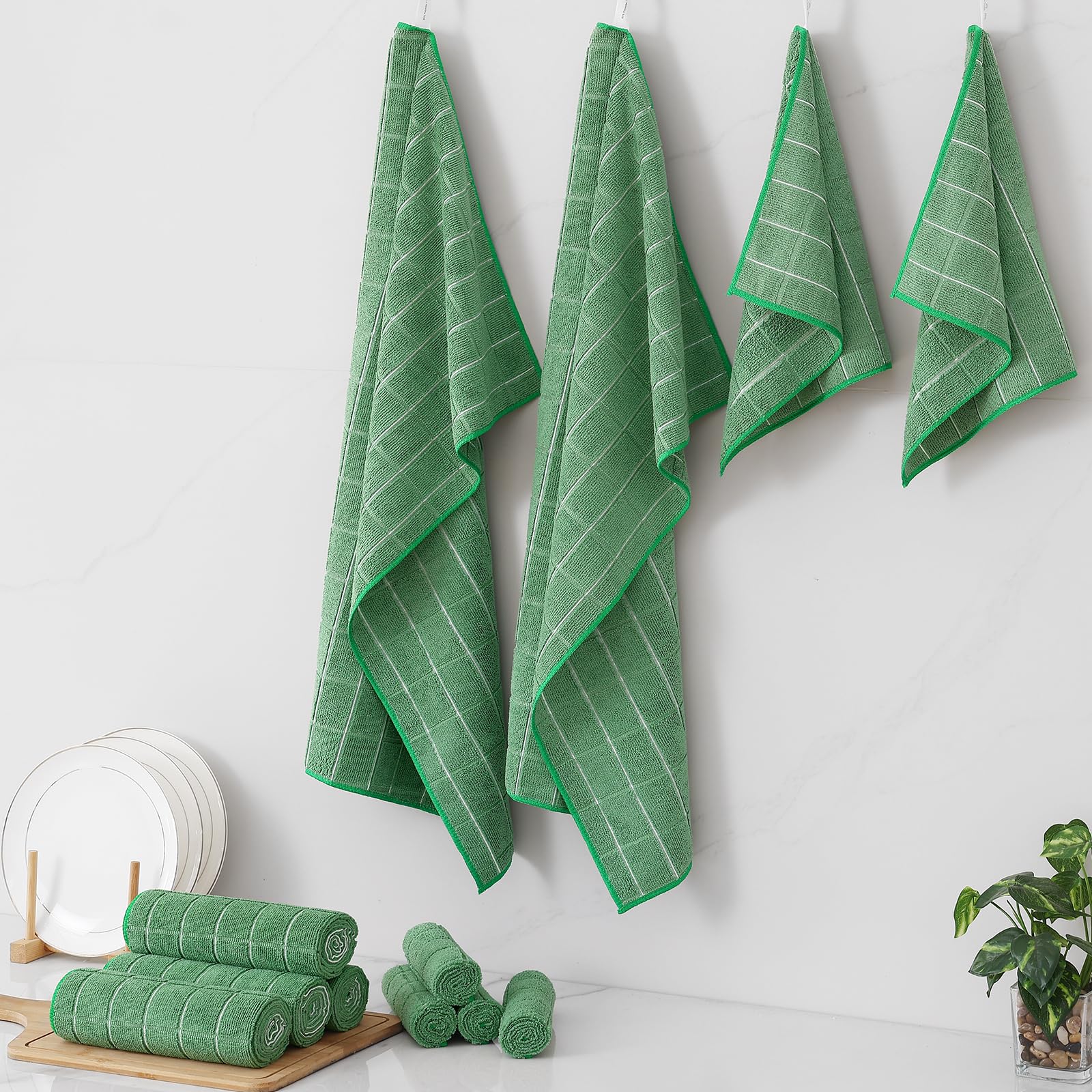 Microfiber Kitchen Towels and Dishcloths Sets (12 Count)