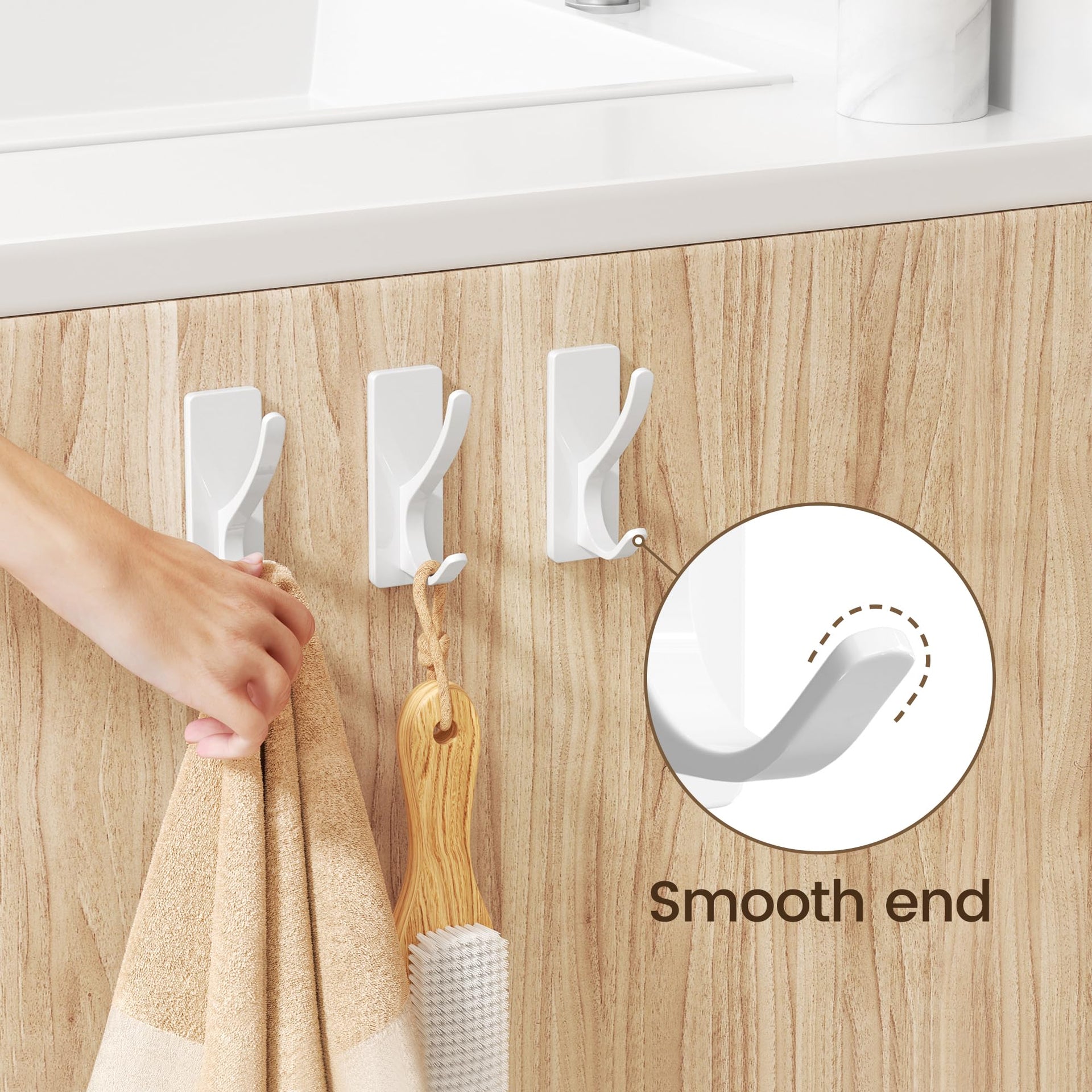 White Self Adhesive Hook (6 Count)