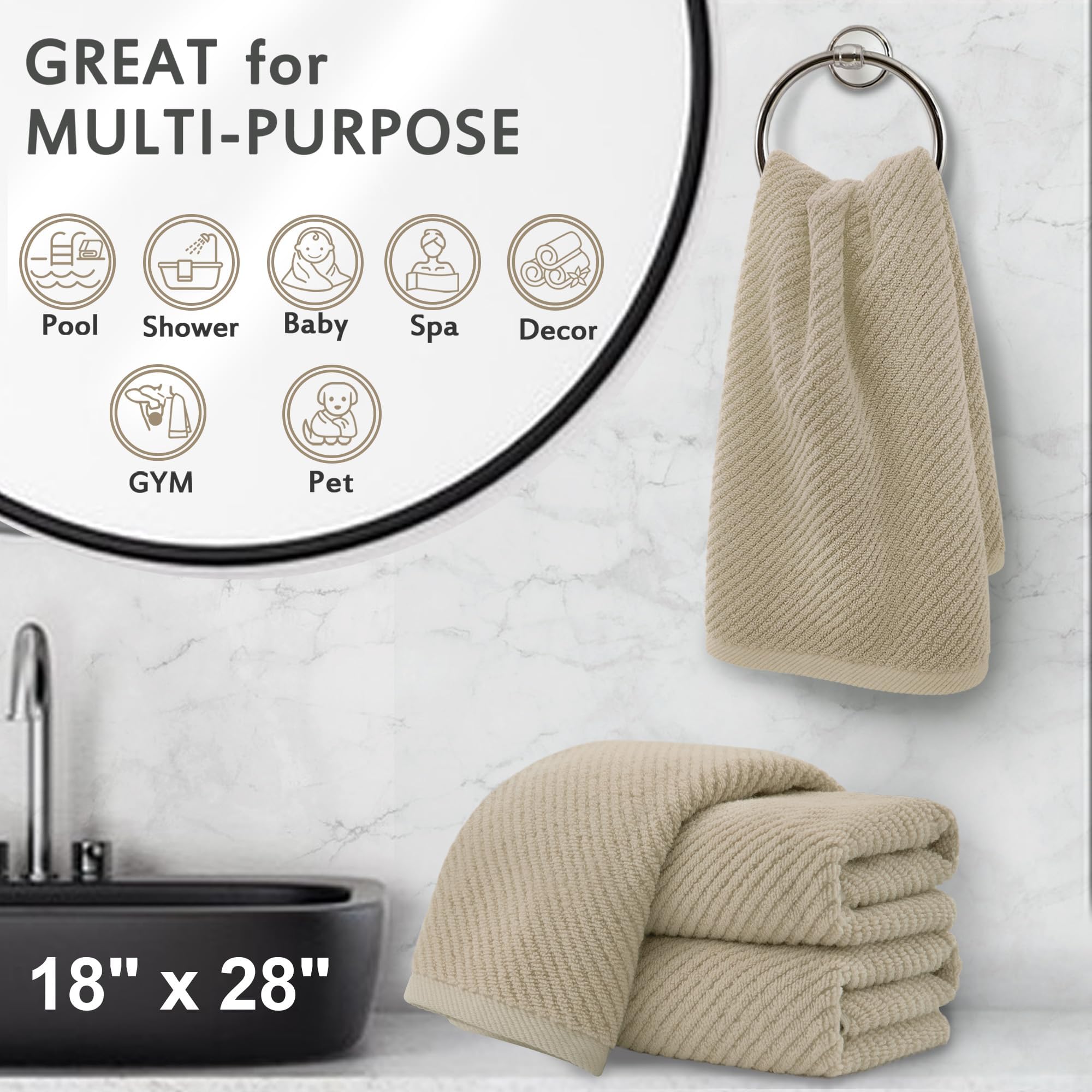Bathroom Hand Towels 4PC (4 Count)