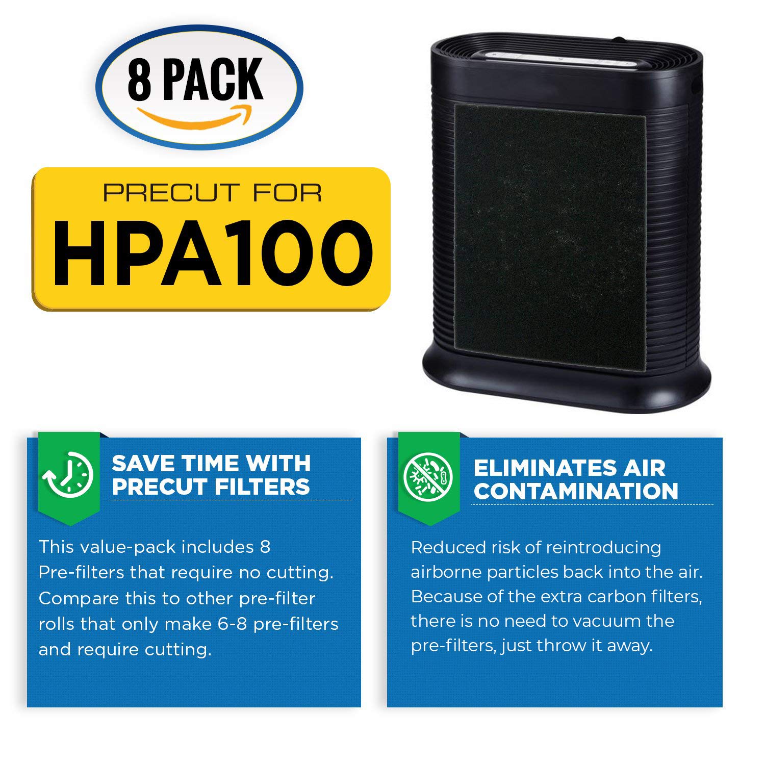 HPA100 Pre Filters Replacement for Honeywell Air Purifier (8 Count)