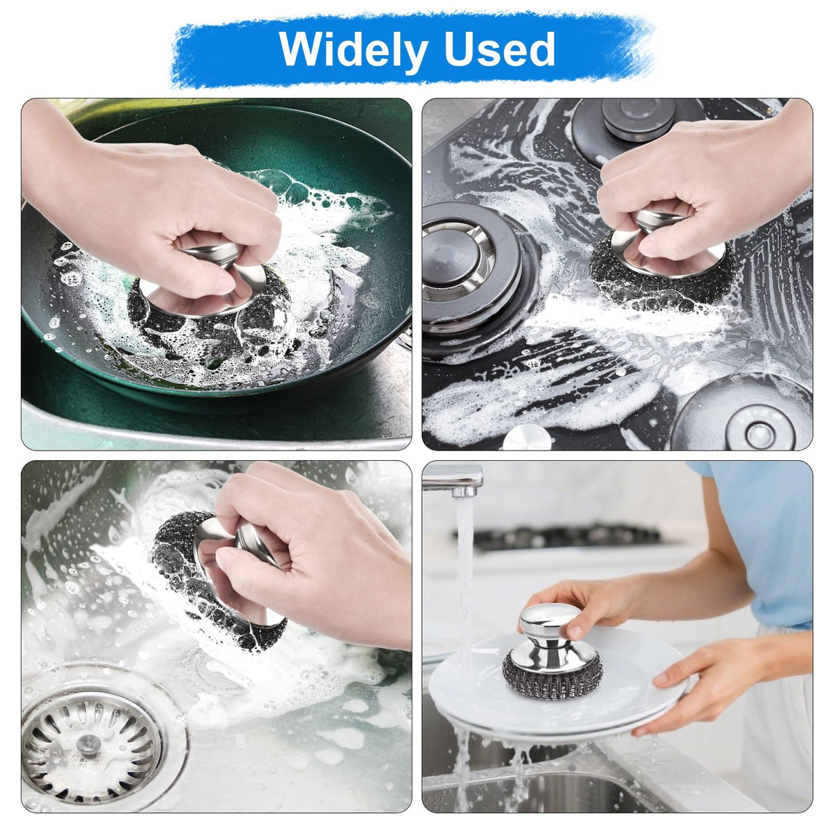 7PCS Steel Wool Scrubber Pads with 1PCS Handle (7 Count)