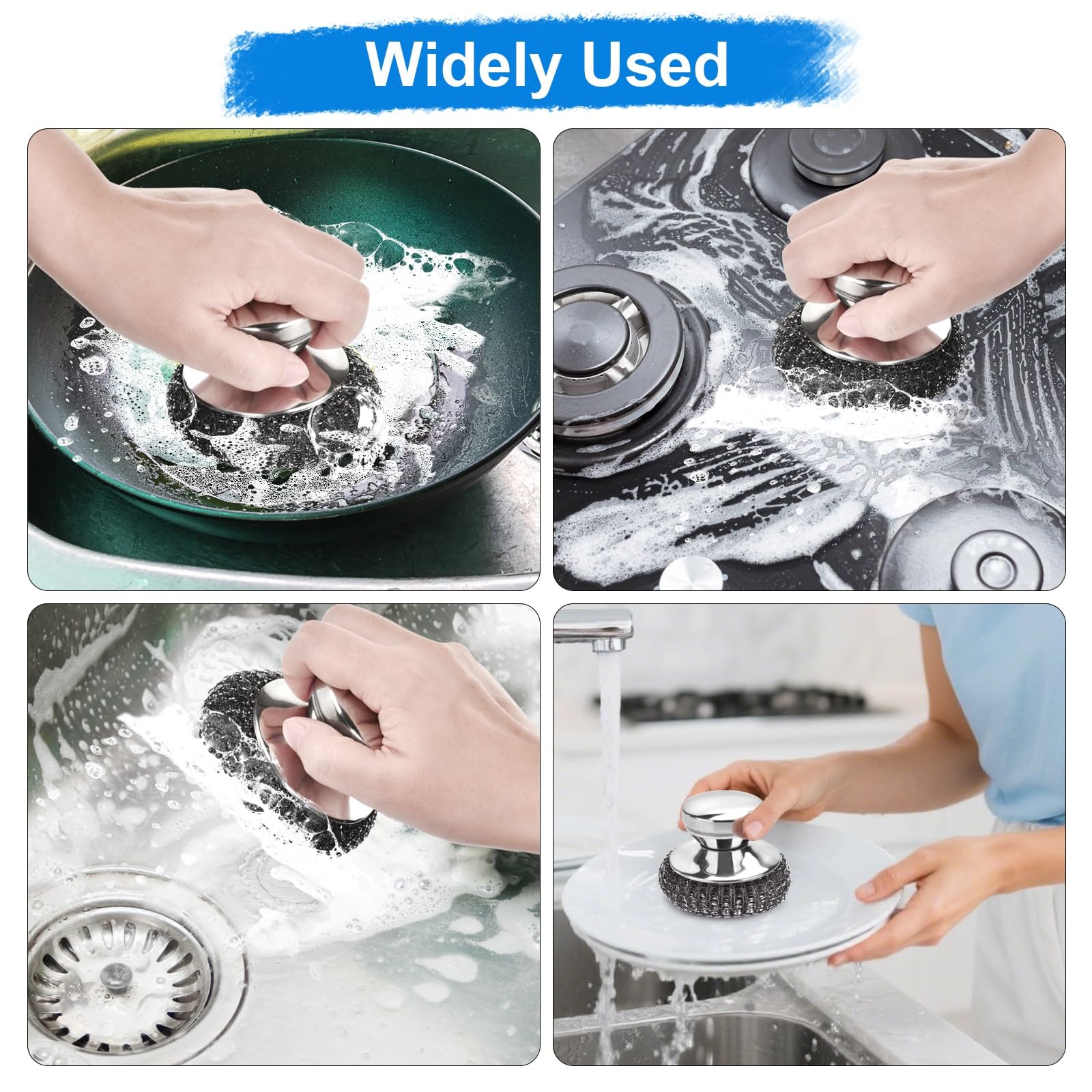 7PCS Steel Wool Scrubber Pads with 1PCS Handle (7 Count)