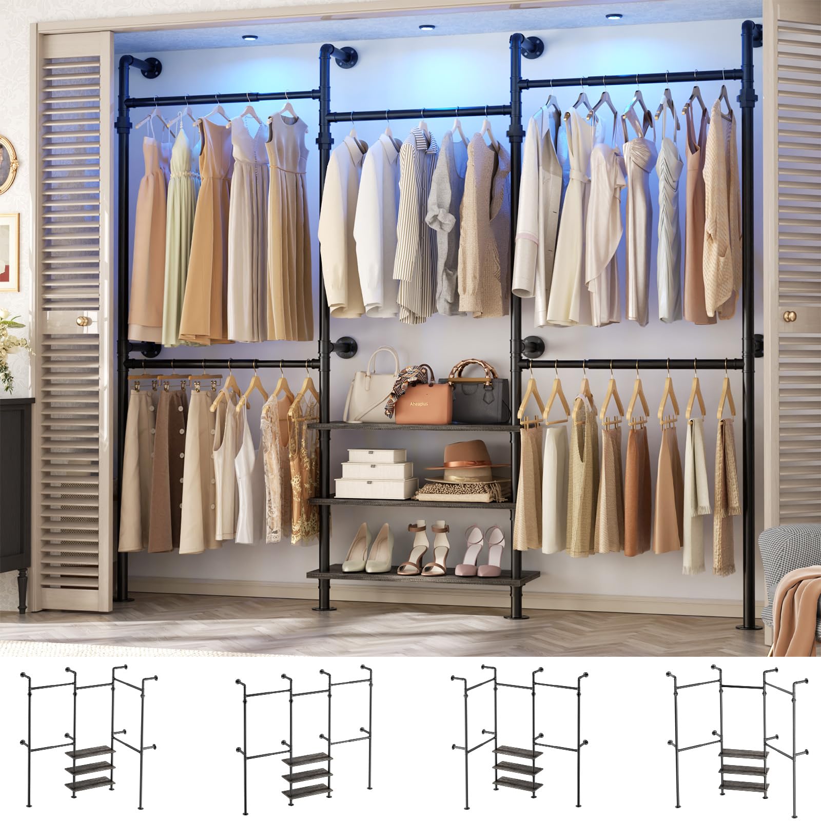 Expandable Industrial Pipe Clothing Rack