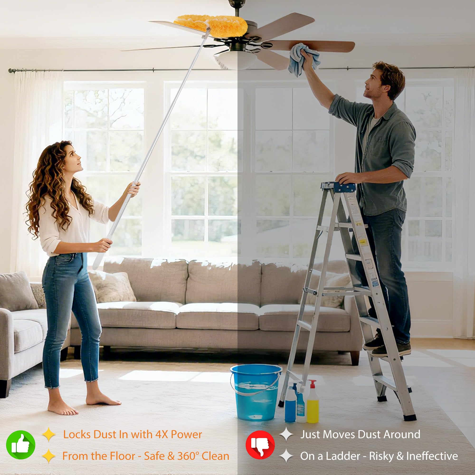 6 ft Extendable Duster Handle with 20 Pcs