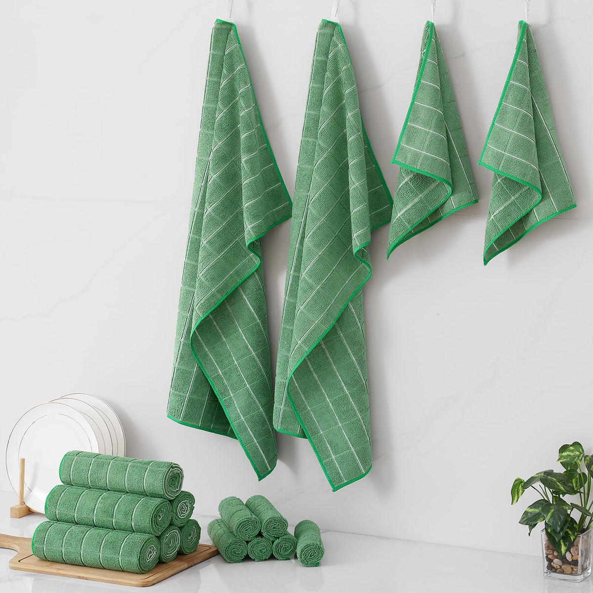Microfiber Kitchen Towels and Dishcloths Sets (16 Count)