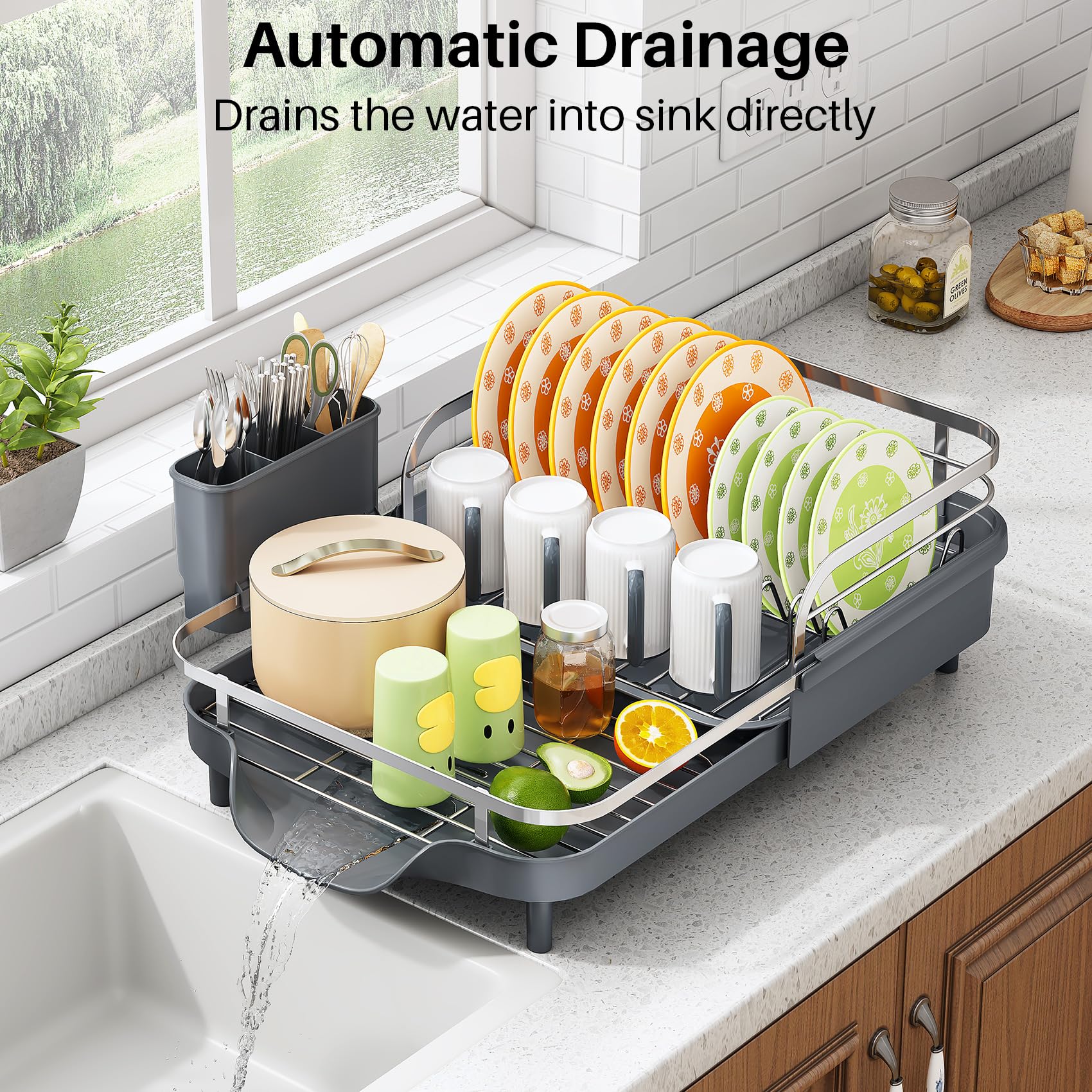 Expandable Dish Drying Rack for Small Kitchen Counter