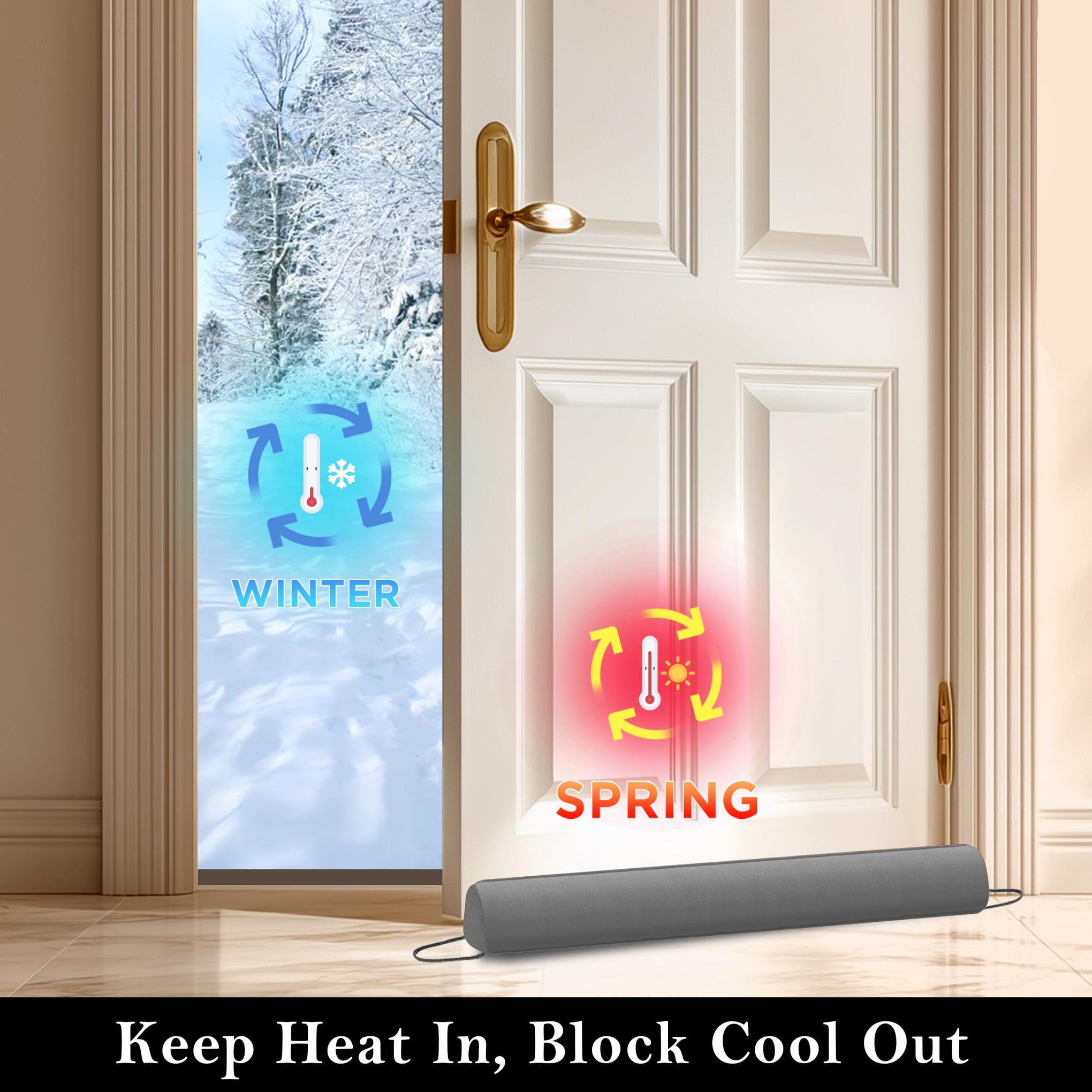 Door Draft Stopper with Removable Washable Cover
