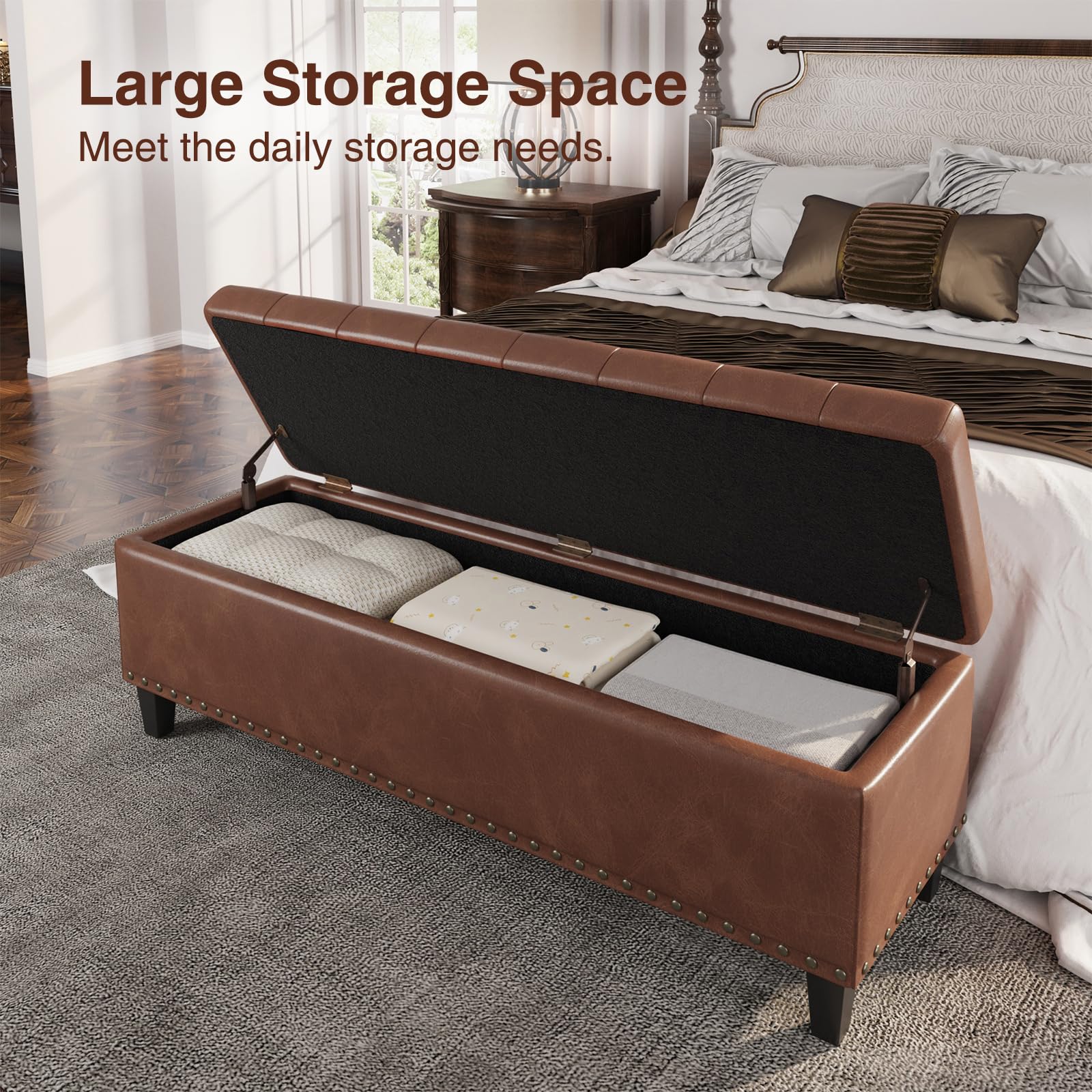 51 Inch Storage Ottoman Bench