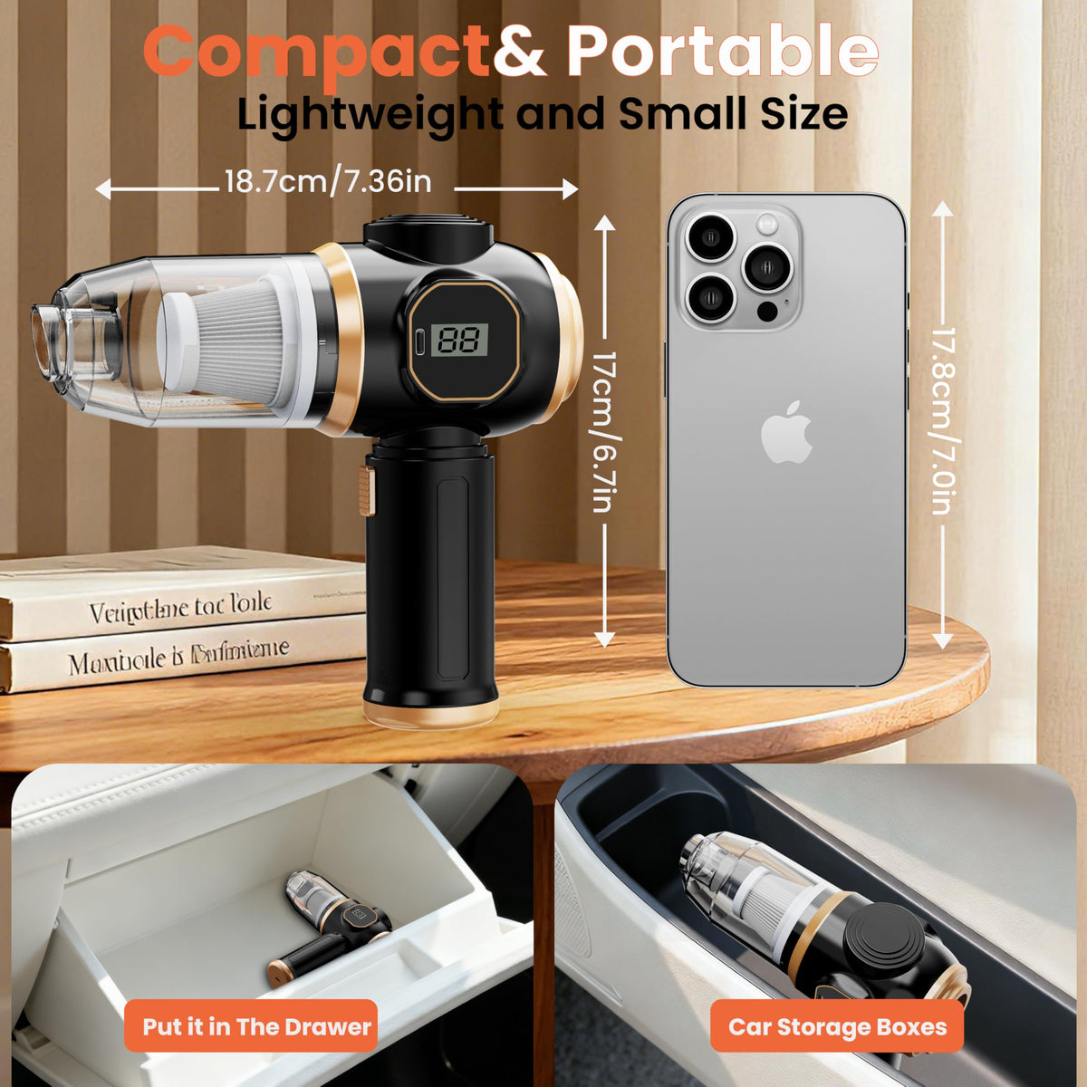 Brushless Motor Portable Cordless Car Vacuum Cleaner