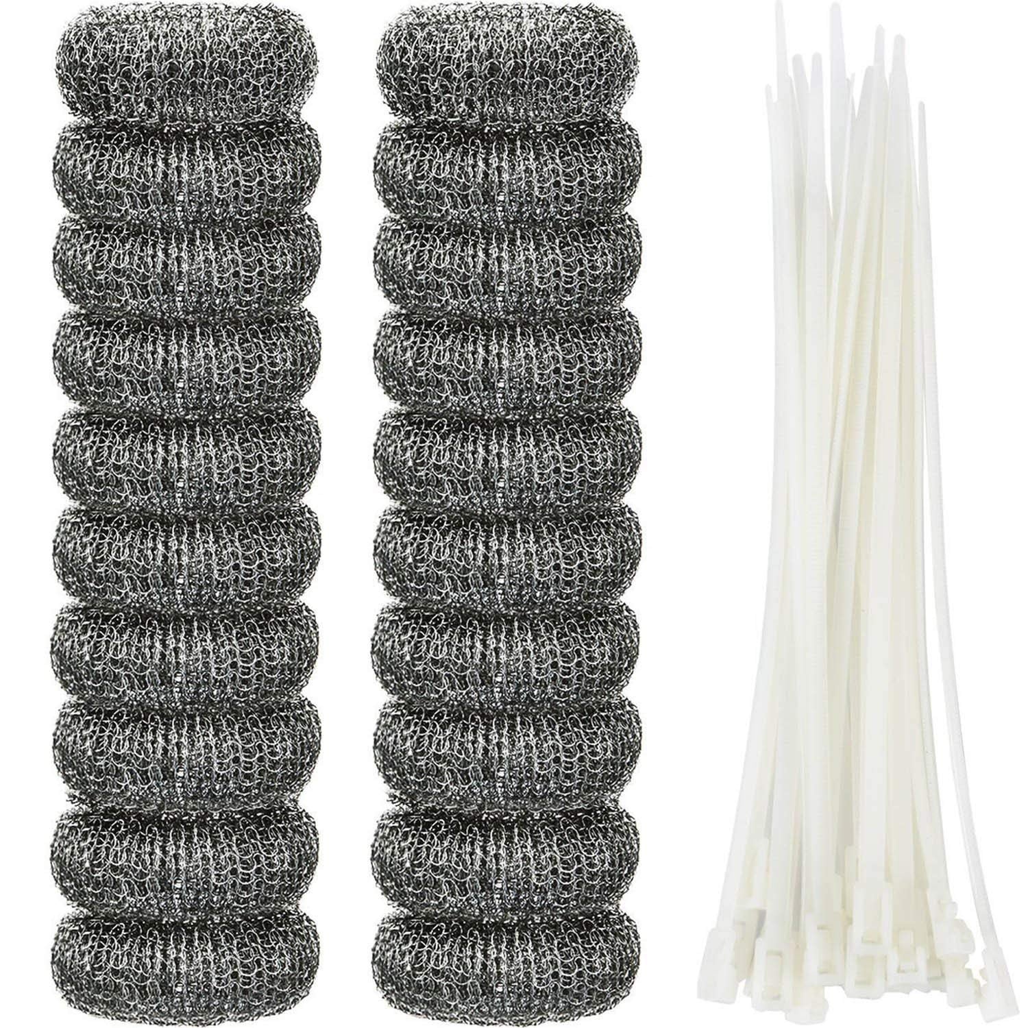 20 Pieces Lint Traps Washing Machine Drain Hose Filter Stainless Steel Snare Laundry Mesh Washing Machine Lint Trap Catcher with 20 Pcs Pieces Cable Ties (40 Count)