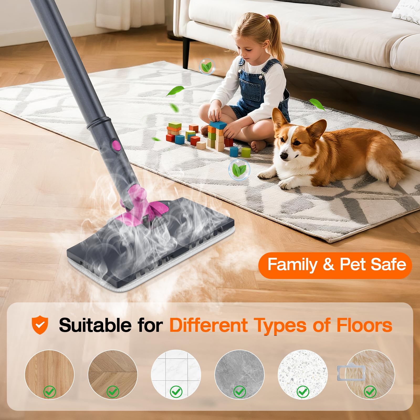10-in-1 Steam Cleaner, Steam Mop with Detachable Handheld Steamer for Home