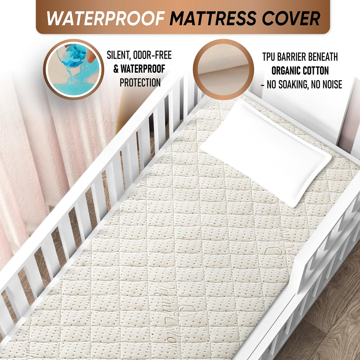 Crib Luxury Quilted Organic Mattress Protector Pad