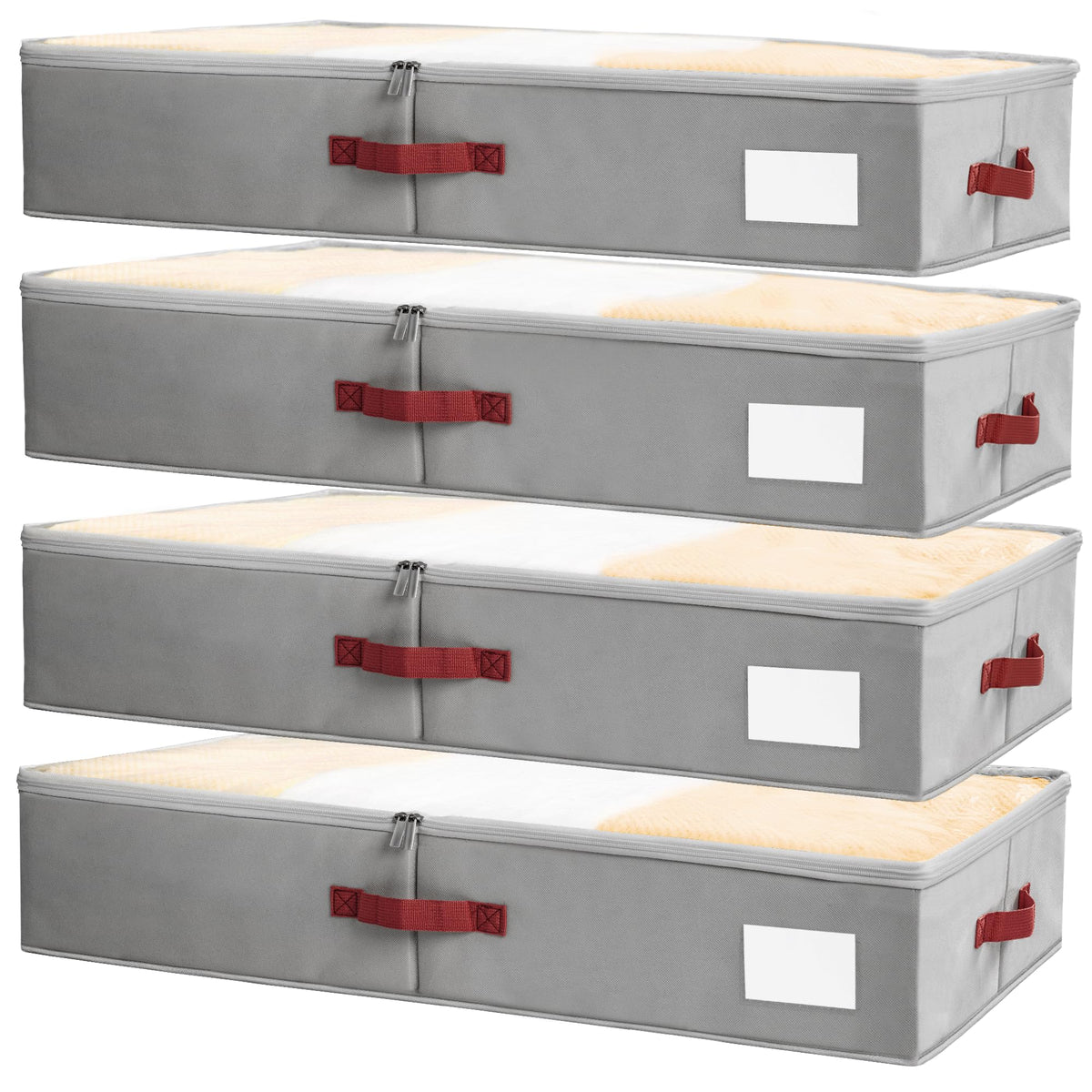 Under Bed Storage Bins with Clear PVC Lids (4 Count)