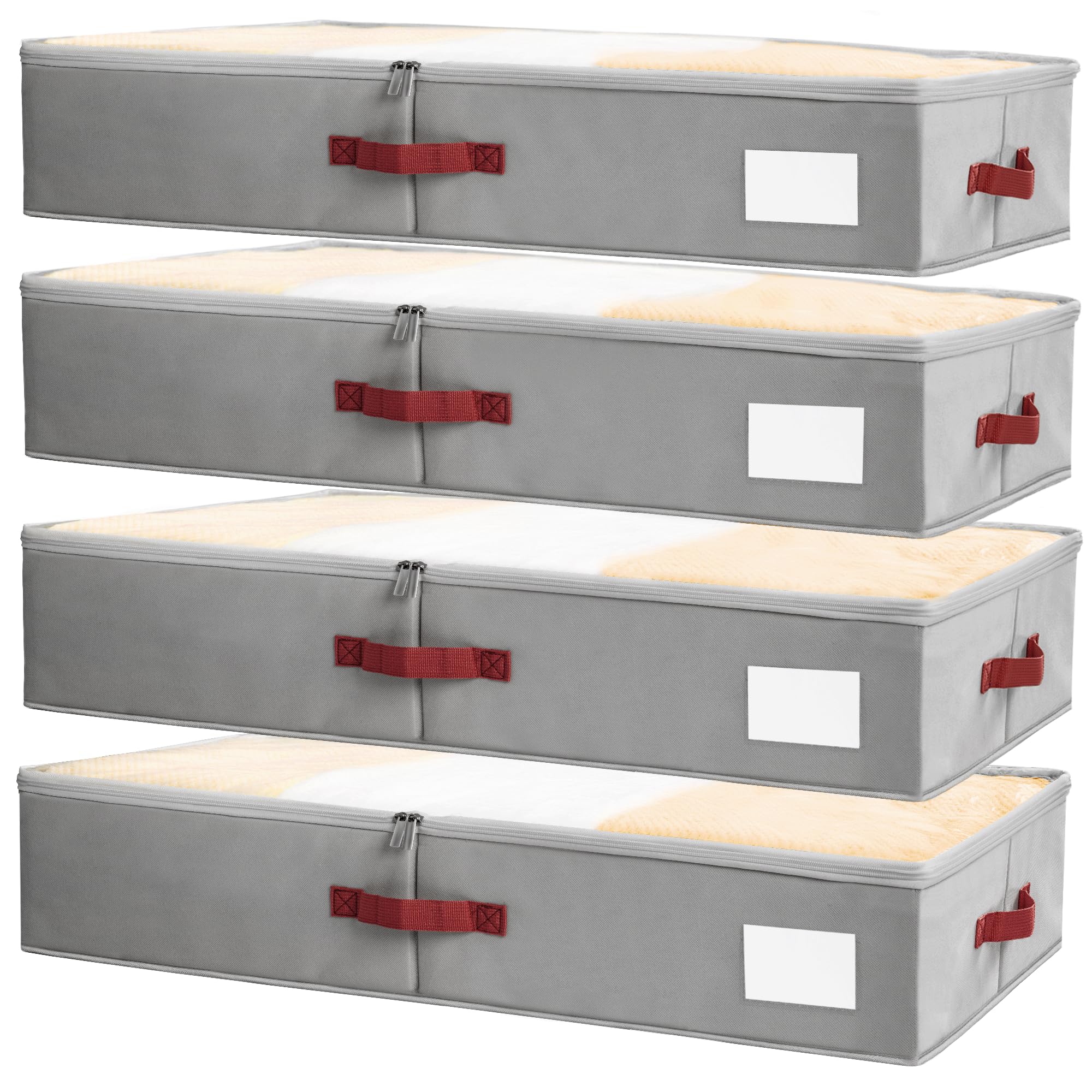 Under Bed Storage Bins with Clear PVC Lids (4 Count)
