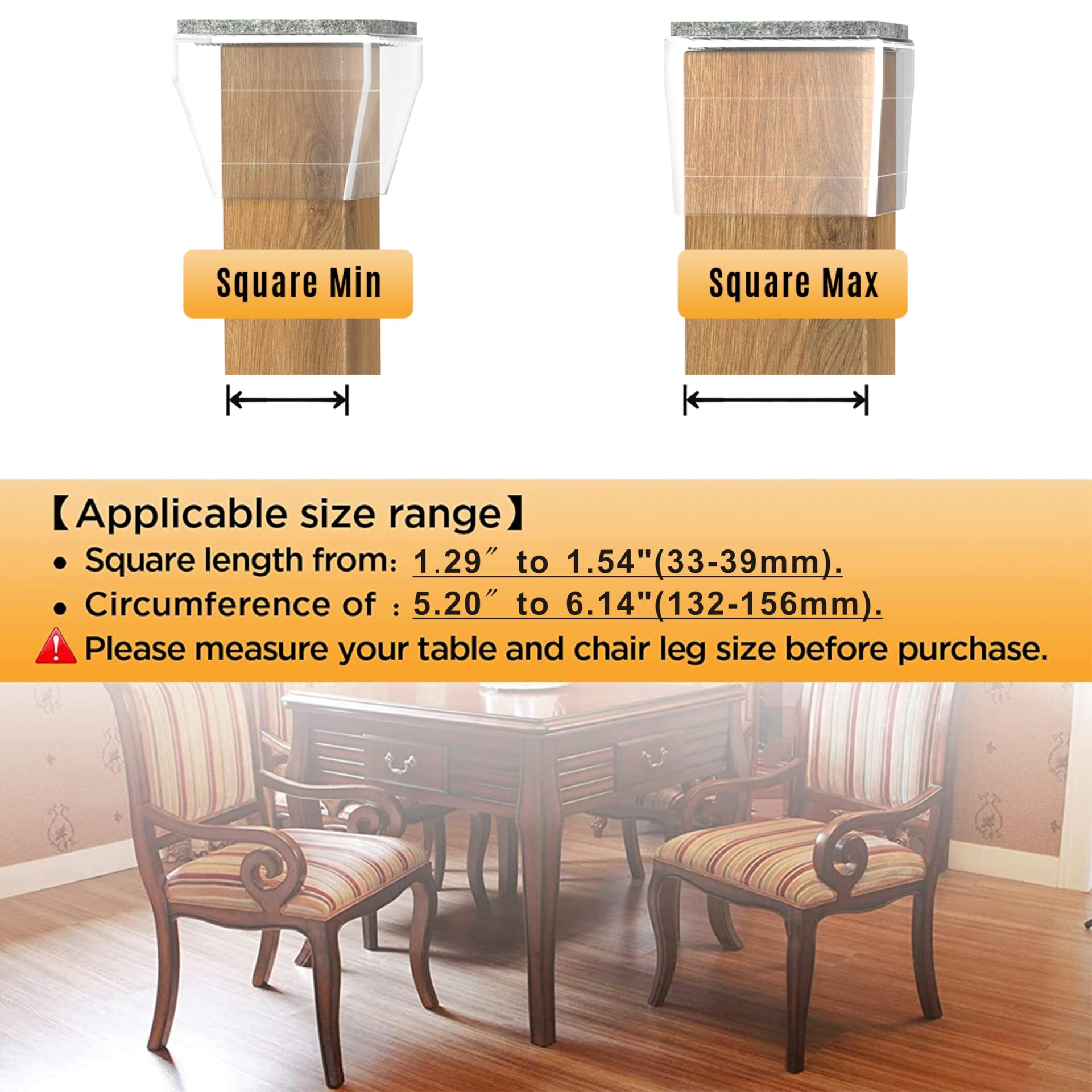 Square Chair Leg Protectors for Hardwood Floors (16 Count)