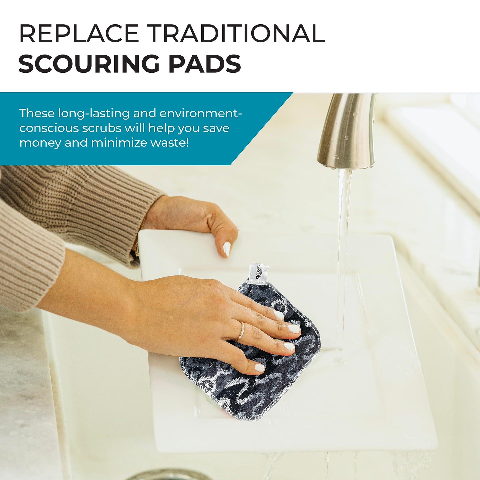 Scrub, 1-piece Reusable, Non-Scratching Dish Scrubber for Kitchen and Household Cleaning, Planet-Friendly, Dishwasher Safe Soft Scrub, Monochromatic Colors