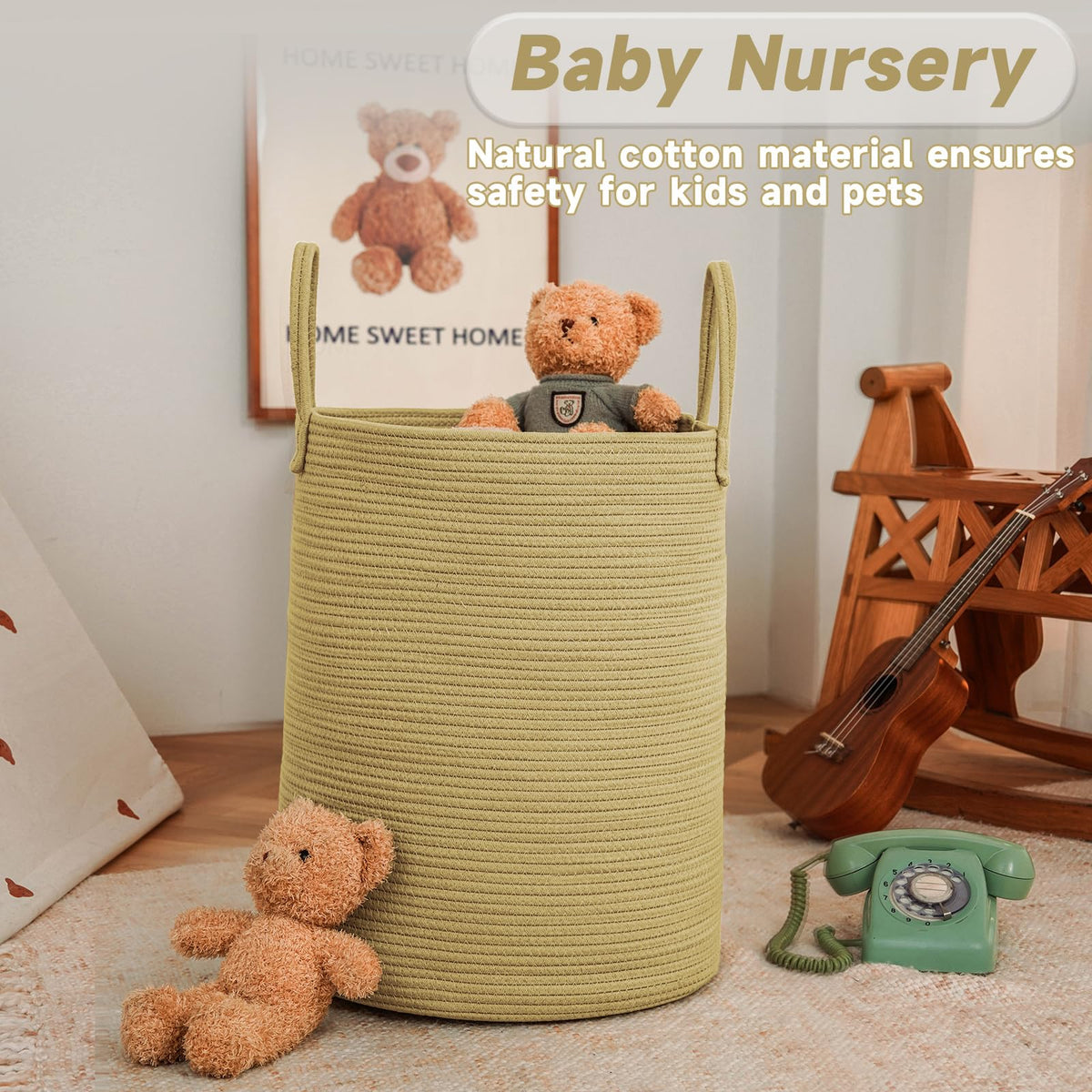 60L Cotton Rope Laundry Basket Hamper