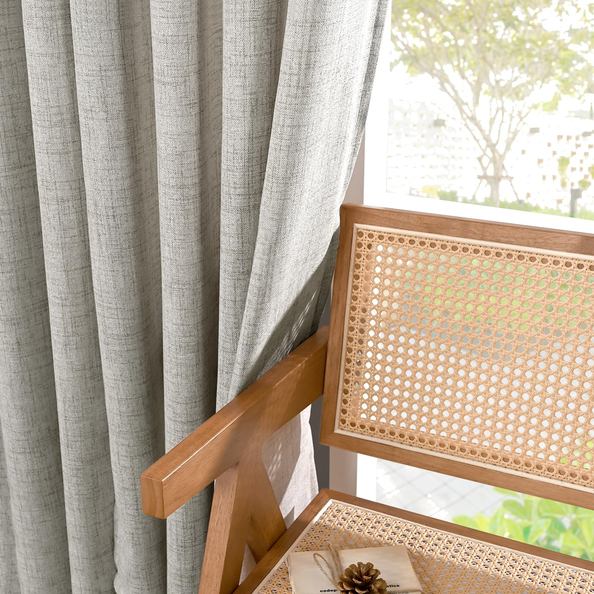 Dark Grey Linen Curtains 80 Inch Length 2 Panels for Living Room (2 Count)