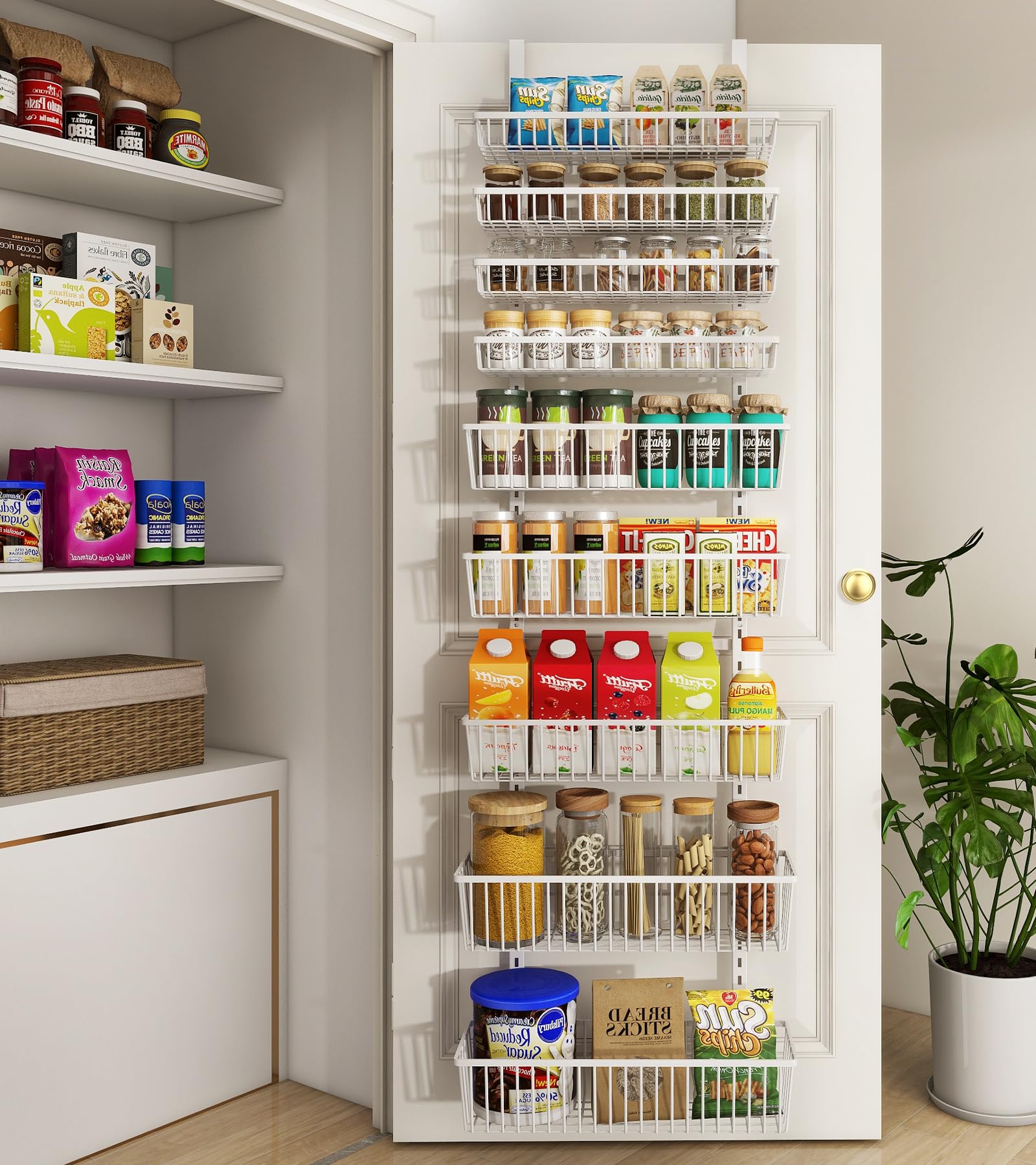 White 9 Tier Over The Door Pantry Organizer