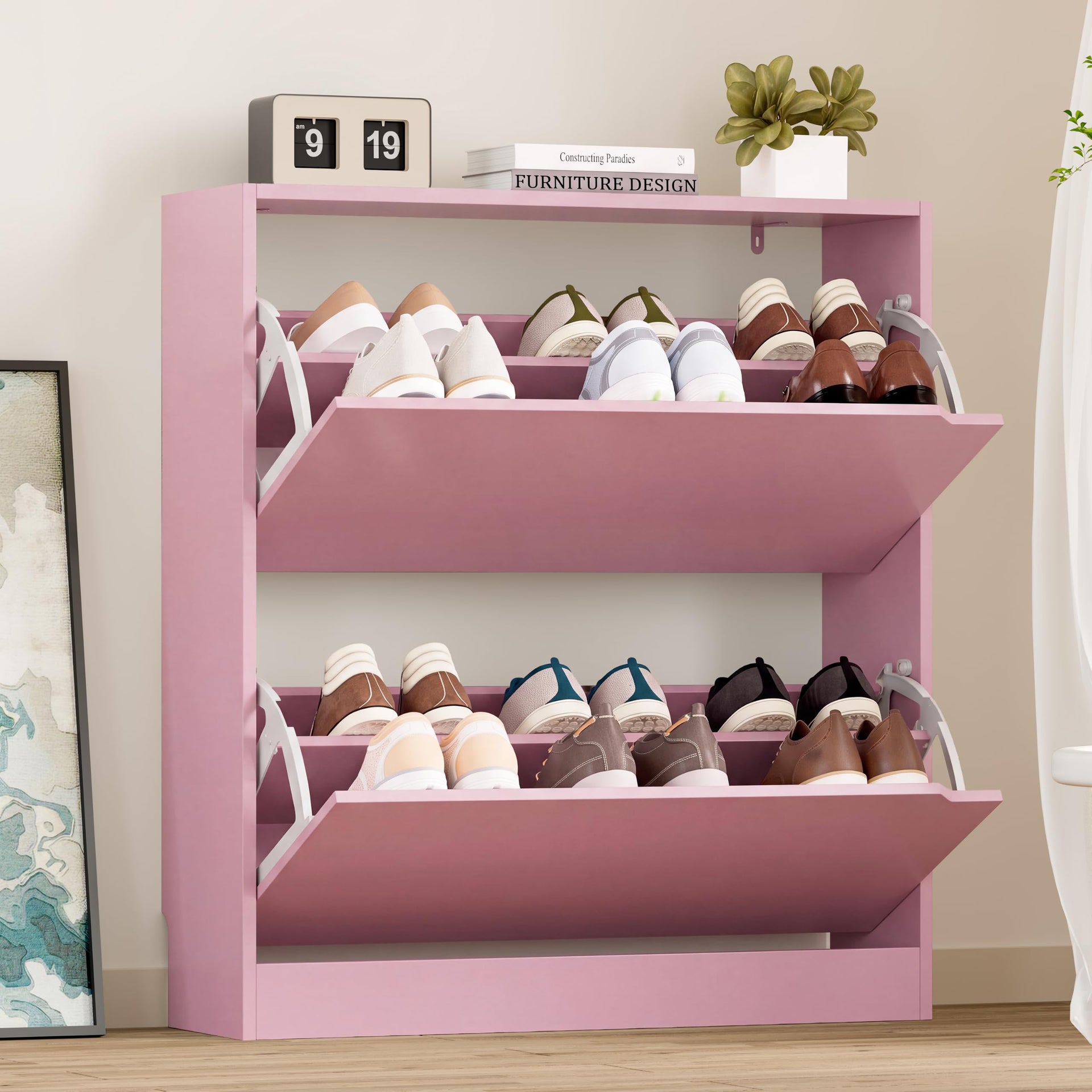 Shoe Cabinet with 2 Flip Drawers