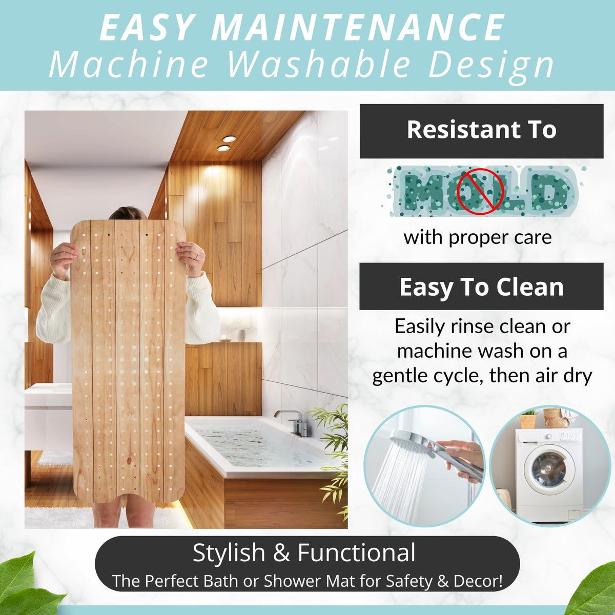 Non Slip Bath & Shower Mat 40x16 Extra Long