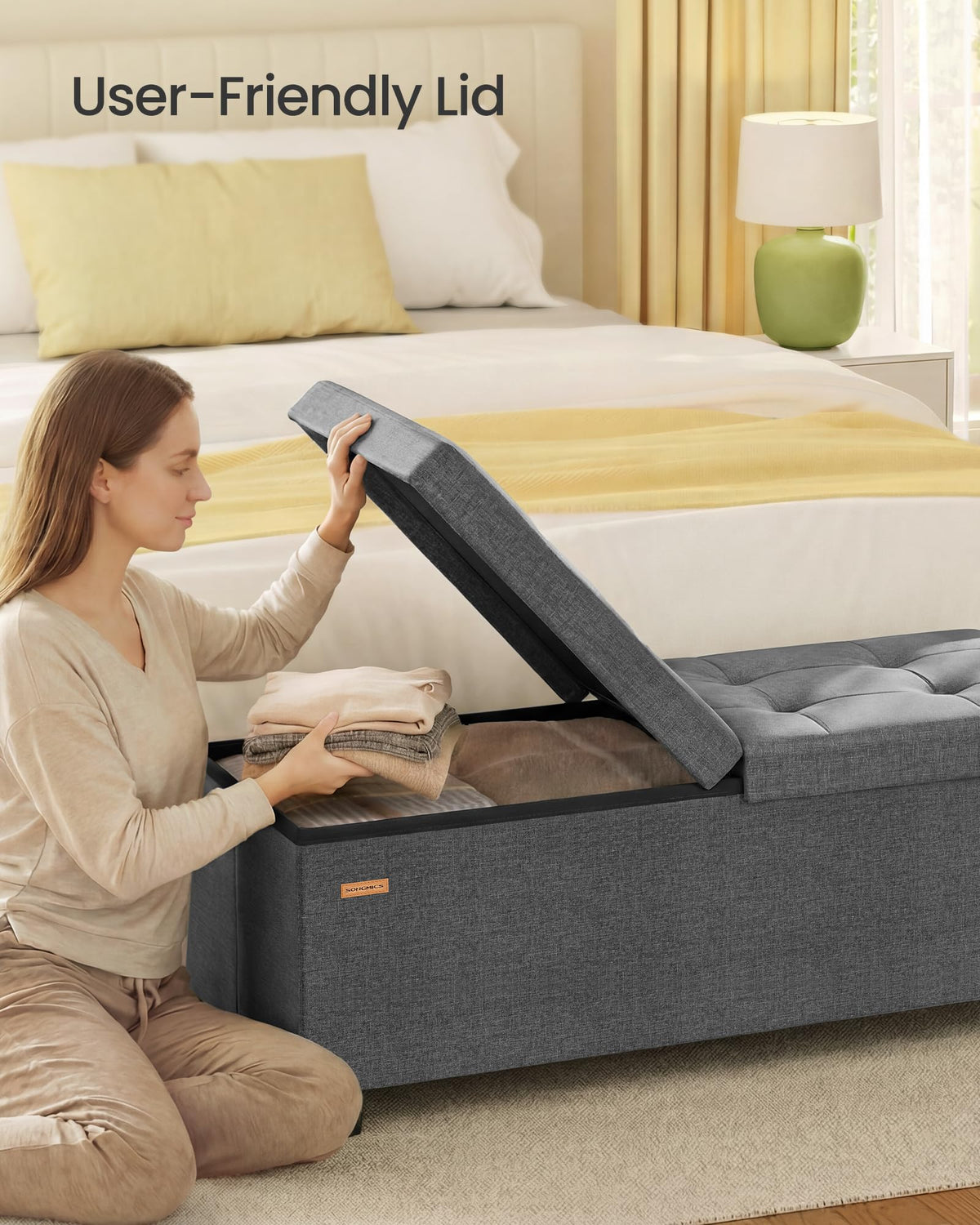 Storage Ottoman Bench with Legs
