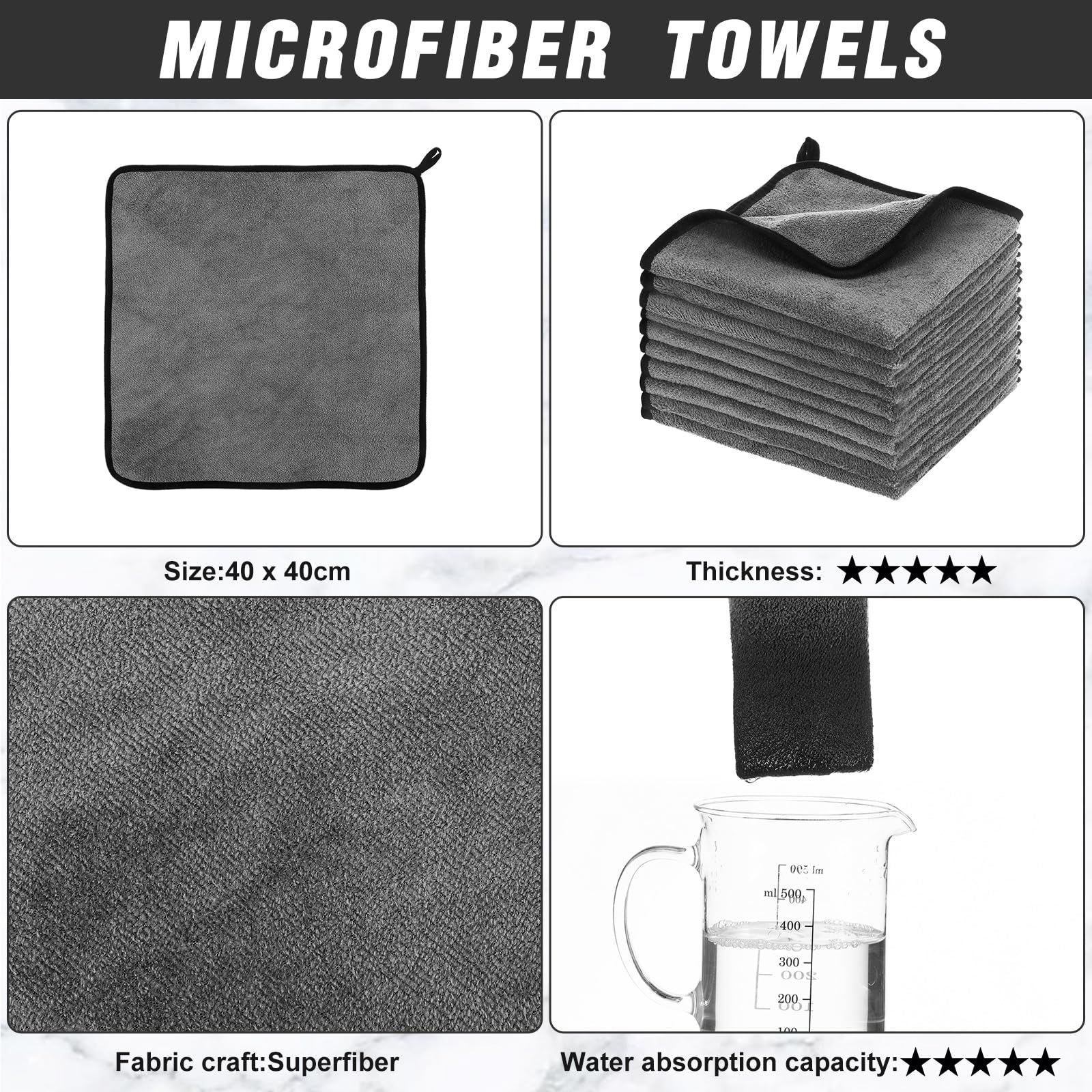 40 Pcs Gray Microfiber Towels (40 Count)
